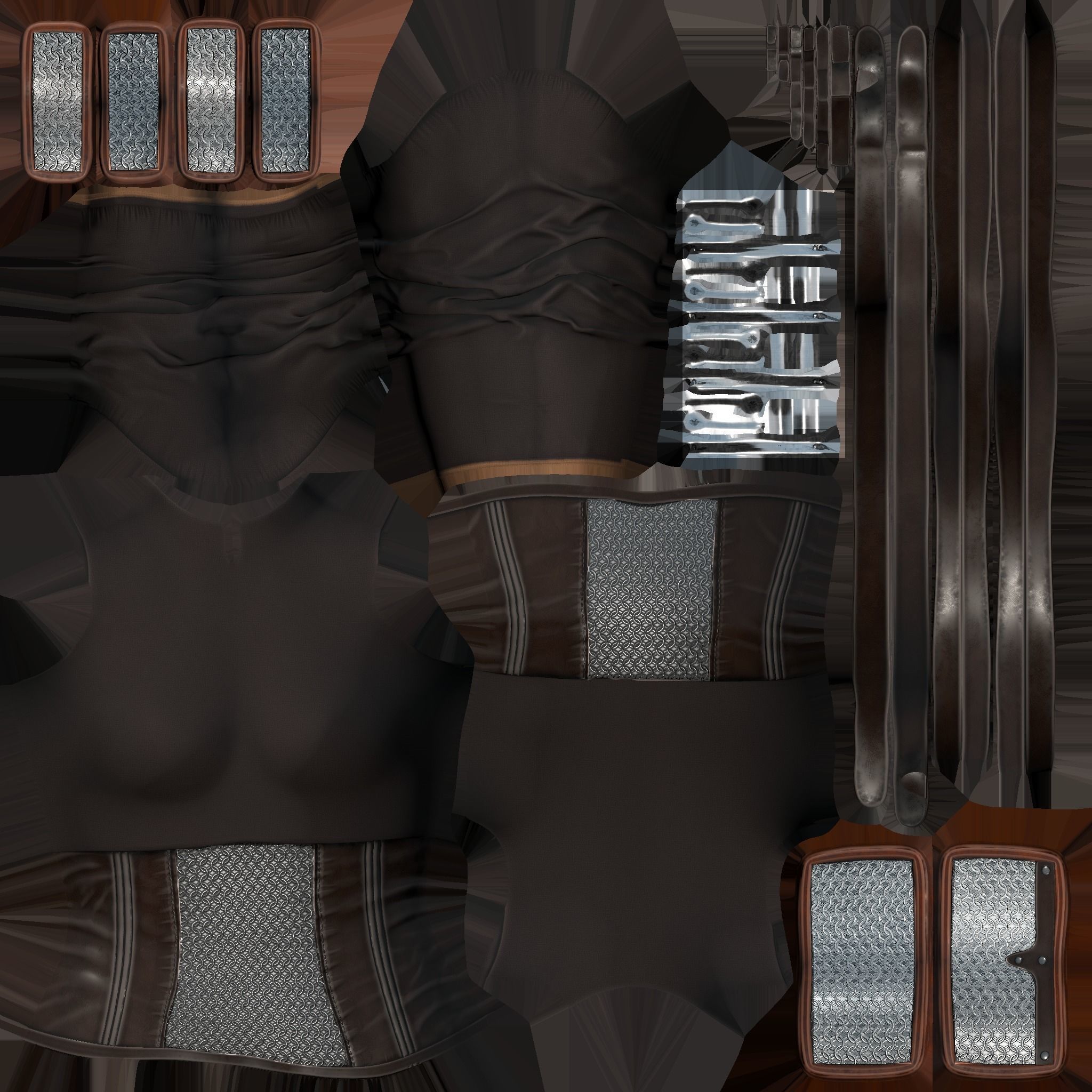 Medieval Female Warrior Top With Shoulder Guards Low-poly 3D model_9