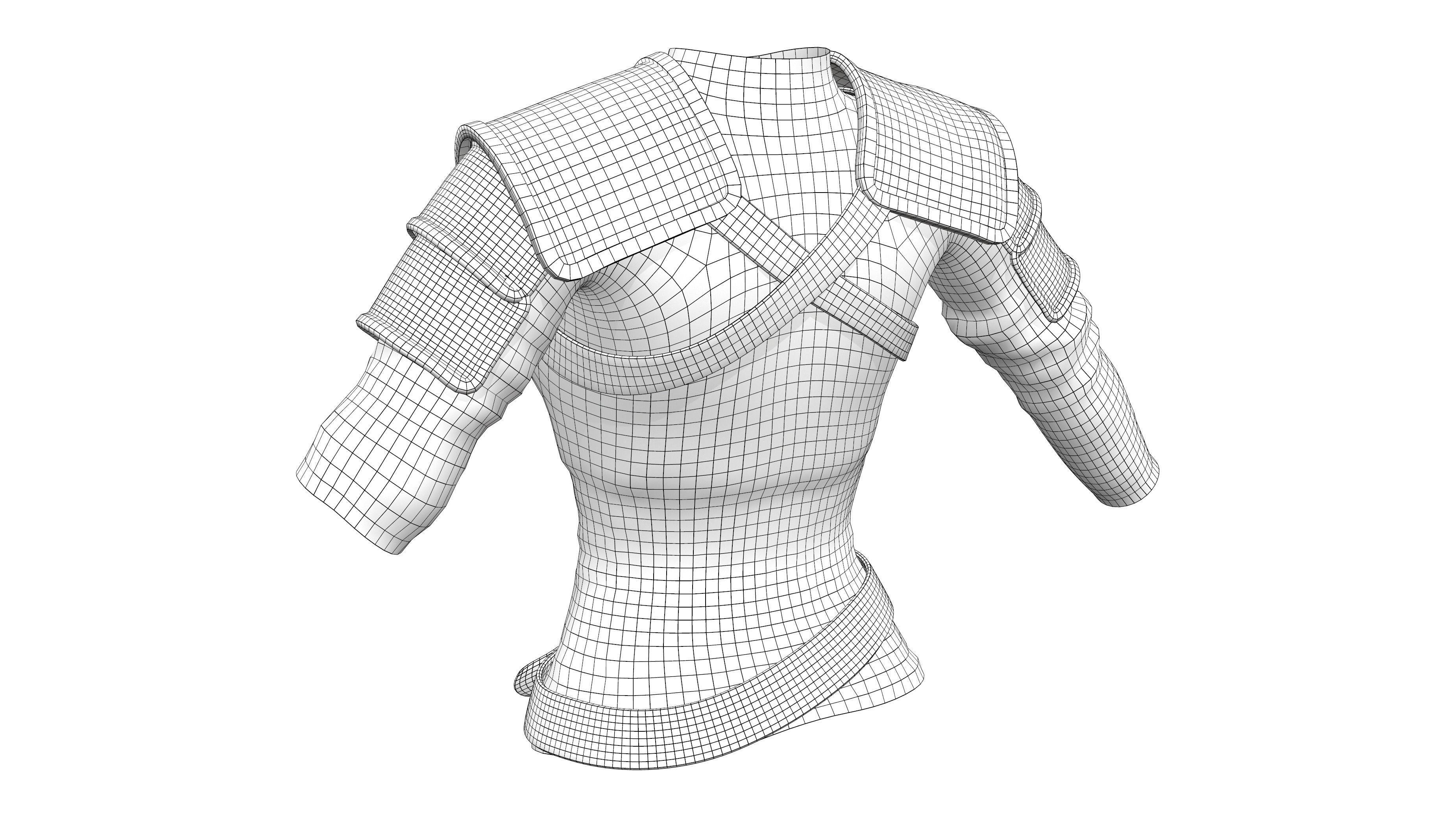 Medieval Female Warrior Top With Shoulder Guards Low-poly 3D model_7