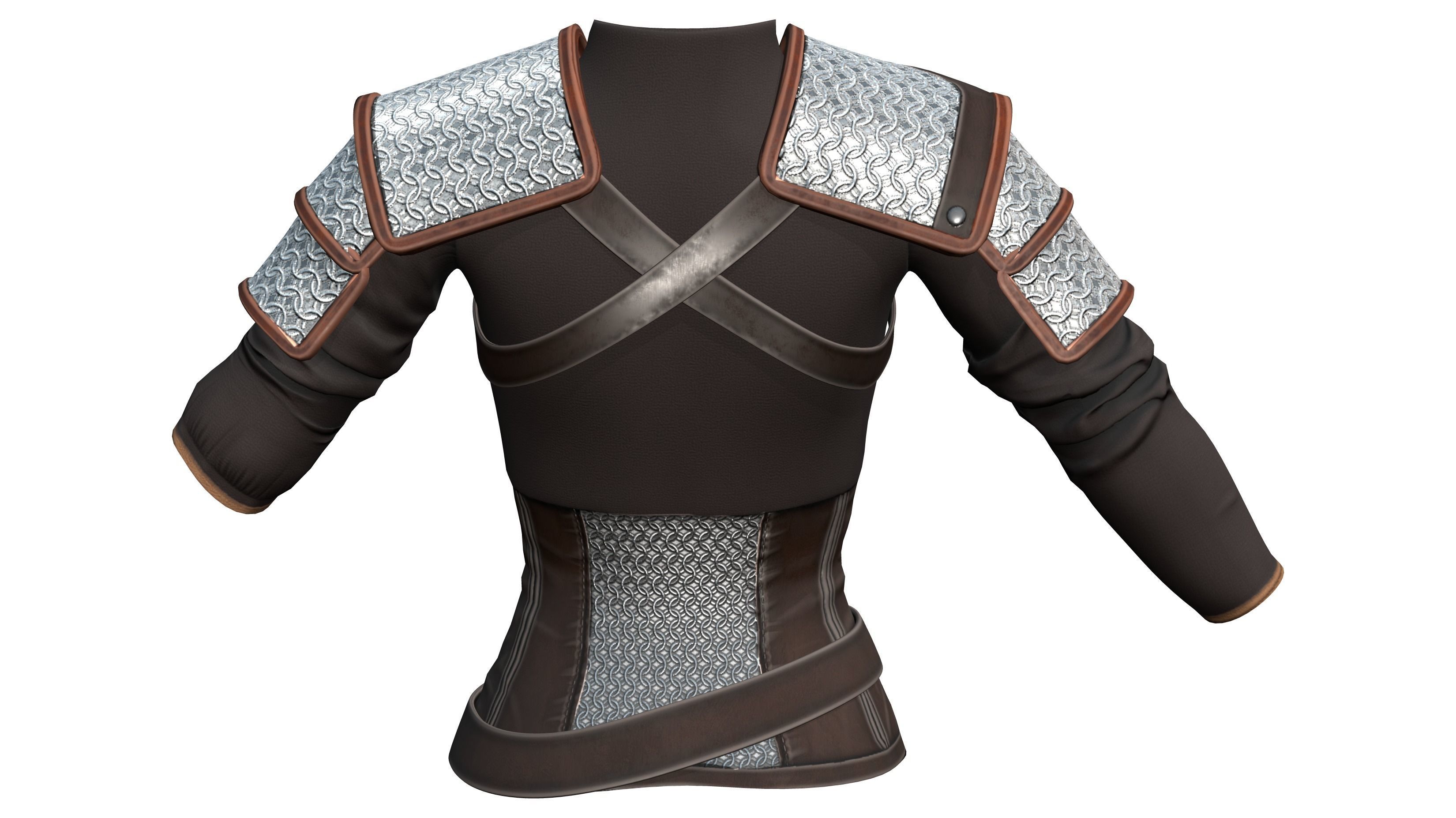 Medieval Female Warrior Top With Shoulder Guards Low-poly 3D model_5