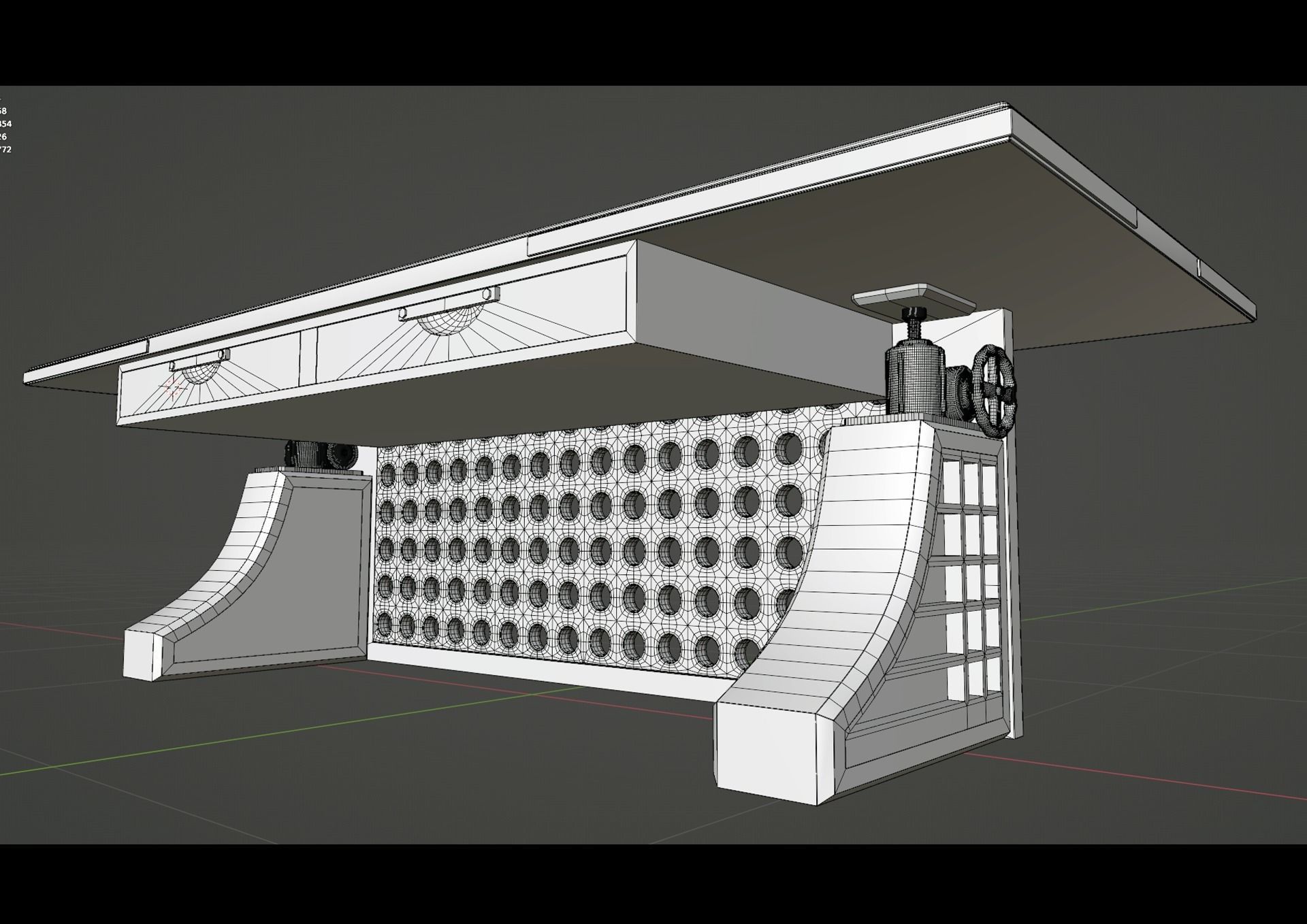 massivetable desk with glass top Low-poly 3D model_6