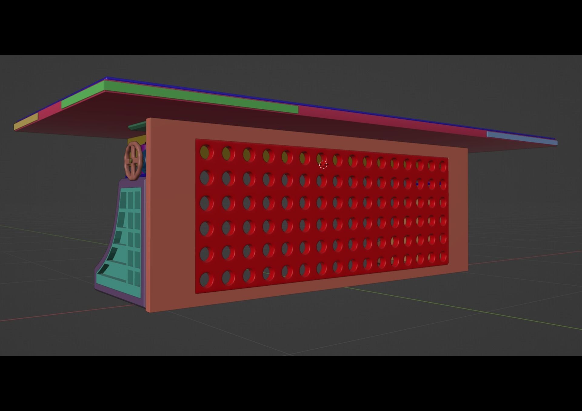 massivetable desk with glass top Low-poly 3D model_5