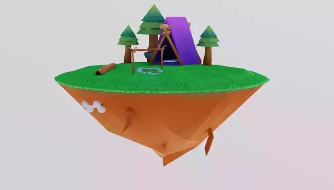 Island with trees and playground