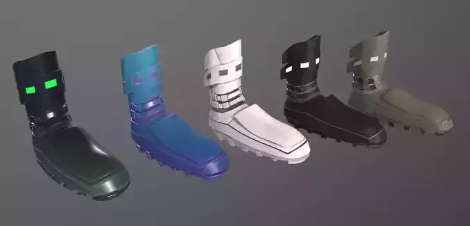 stylized and realistic Sci-fi cyberpunk boots pack 