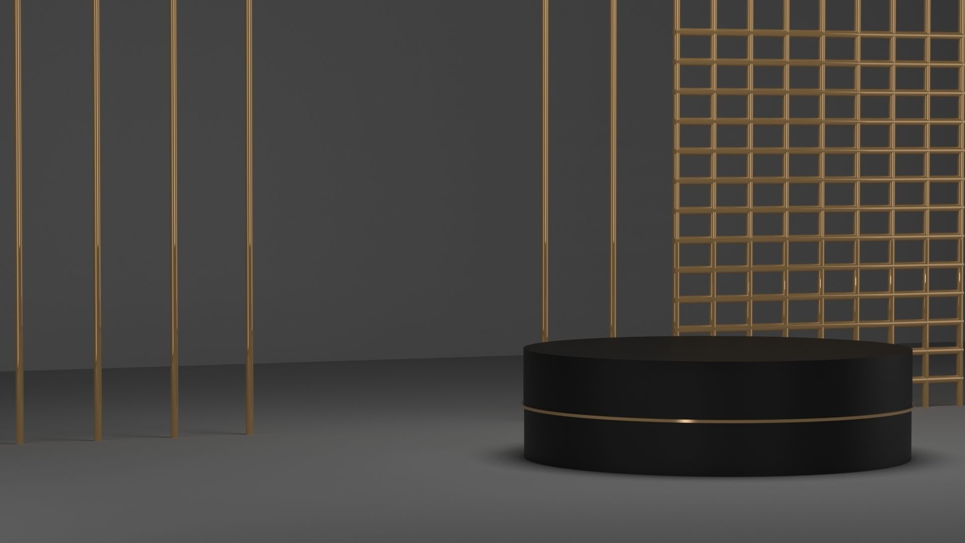 Product stand in black and gold color 3D model_2