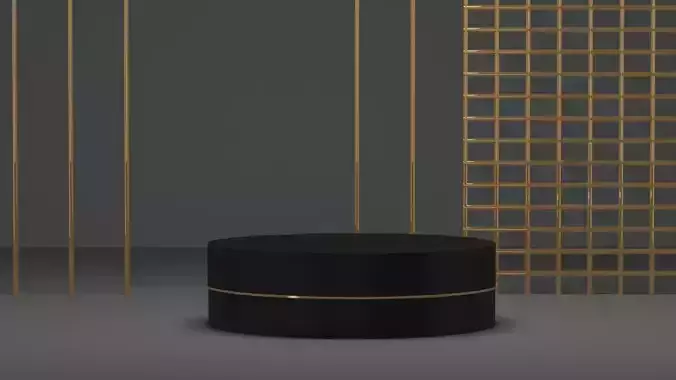 Product stand in black and gold color