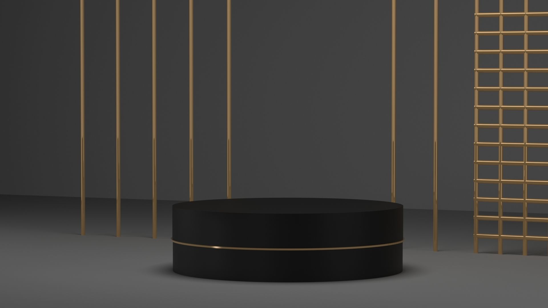 Product stand in black and gold color 3D model_1