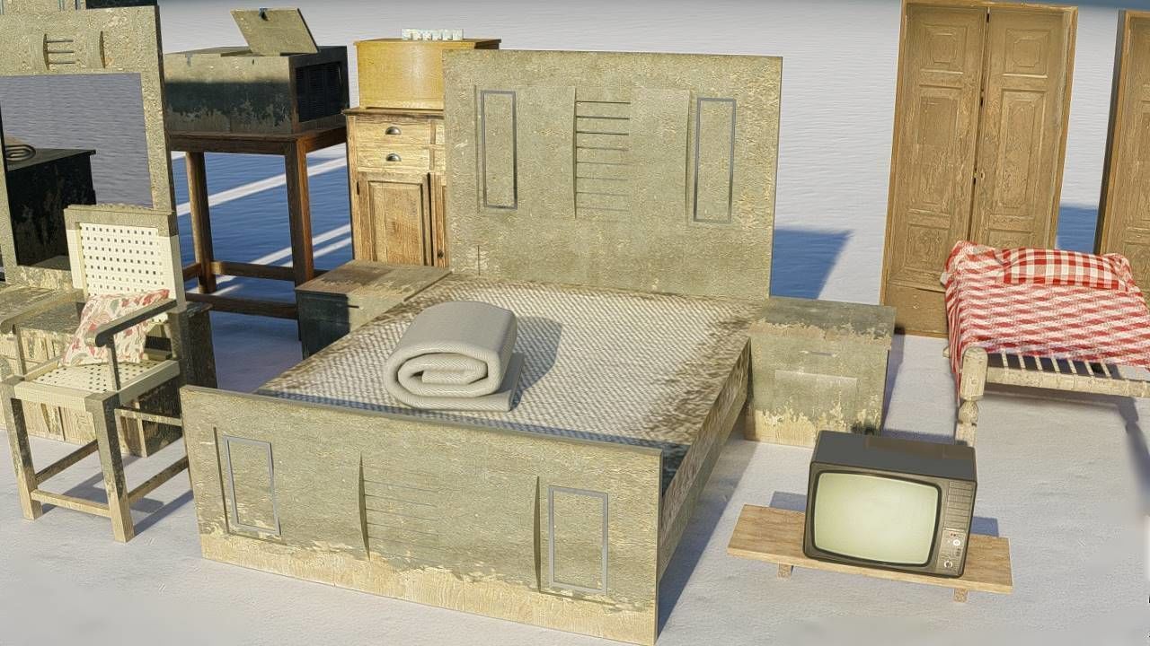 Village Furnitures Low-poly 3D model_3