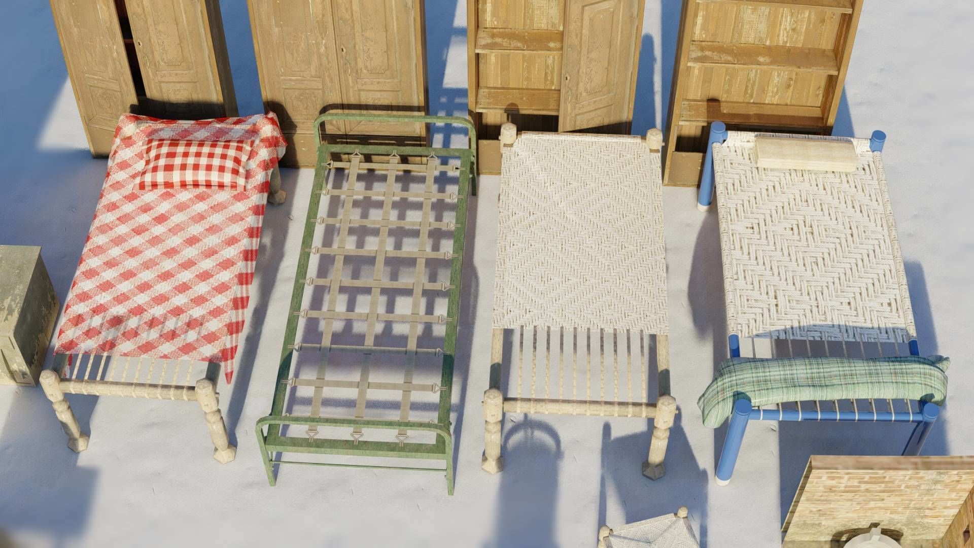 Village Furnitures Low-poly 3D model_2