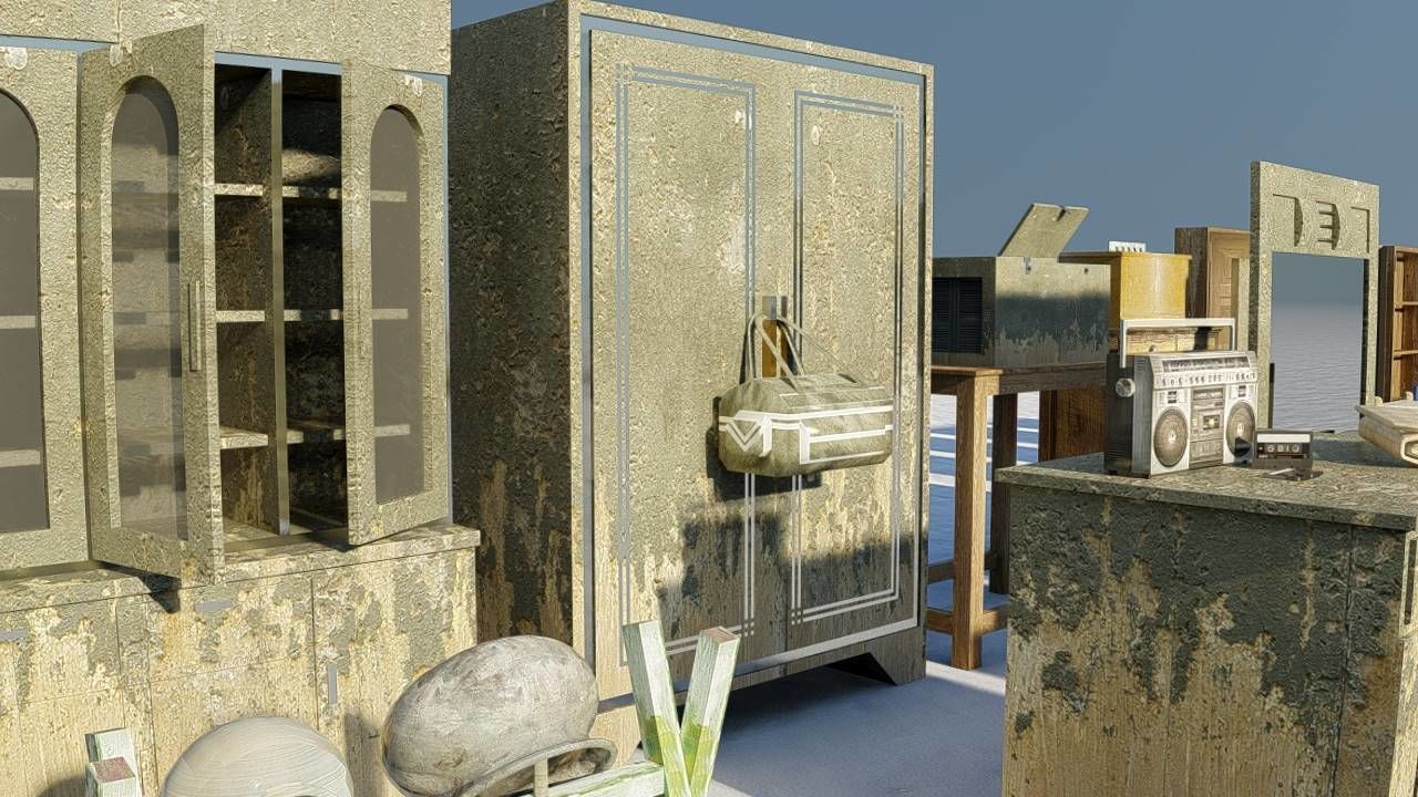 Village Furnitures Low-poly 3D model_7