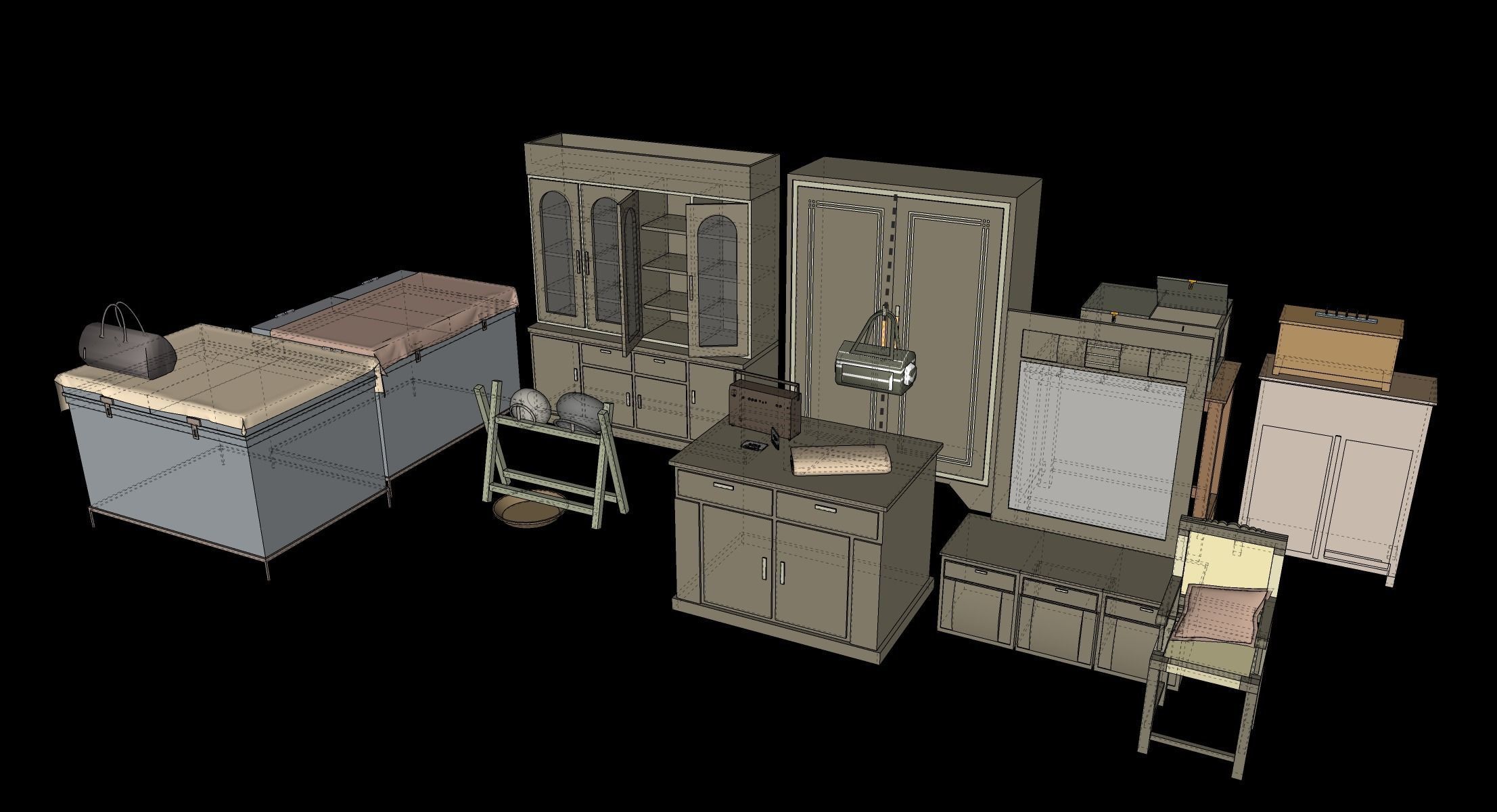 Village Furnitures Low-poly 3D model_17