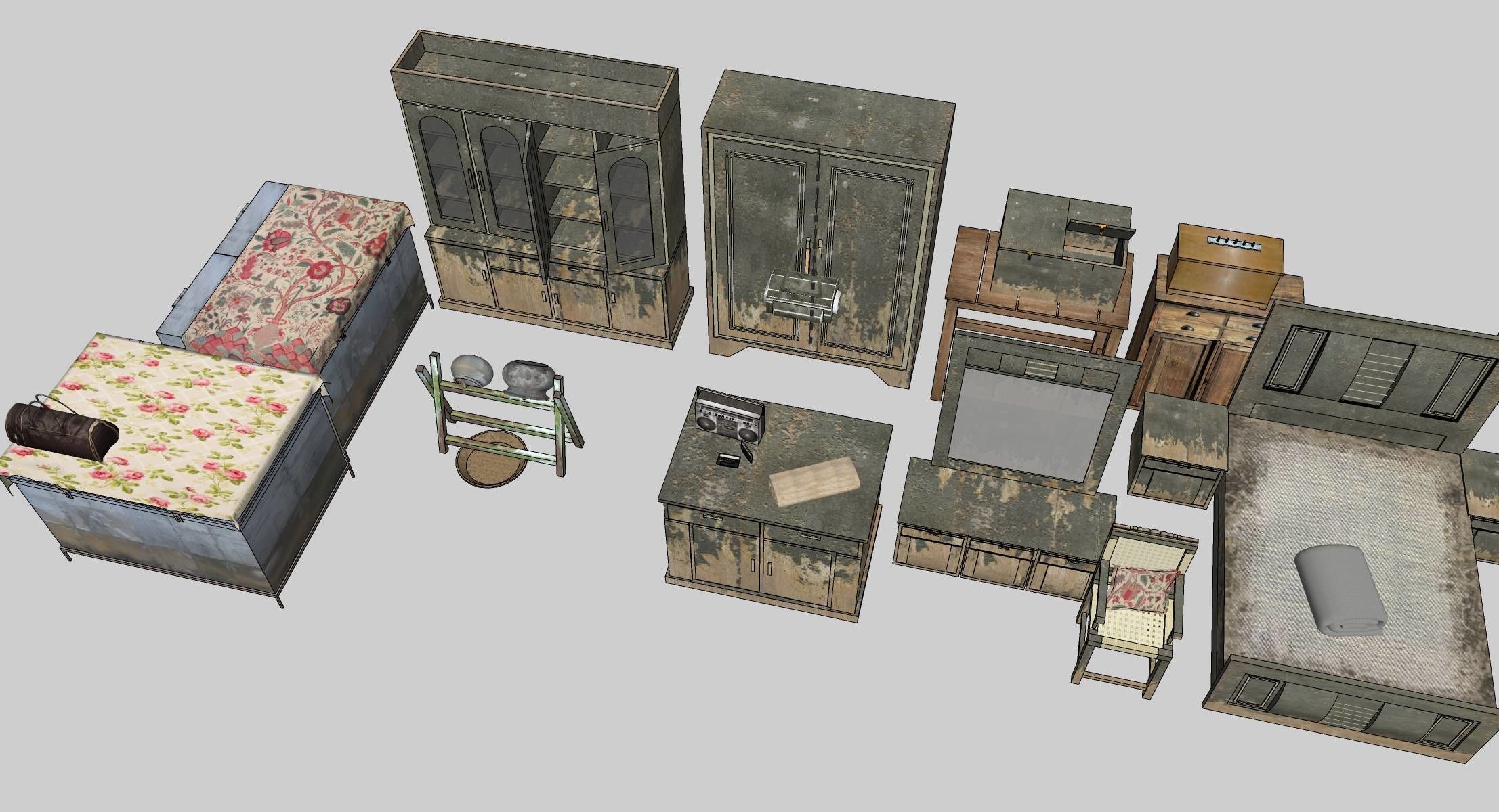 Village Furnitures Low-poly 3D model_12