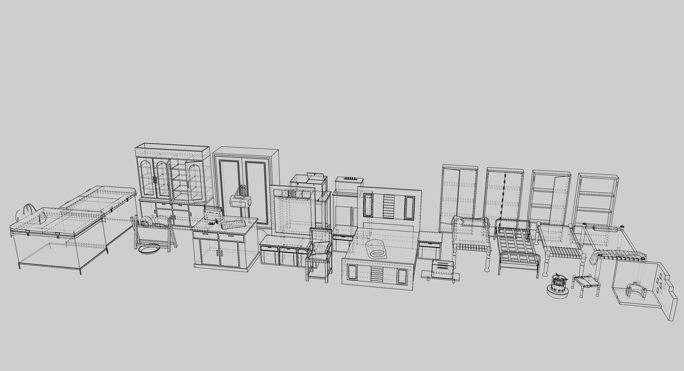 Village Furnitures Low-poly 3D model_14