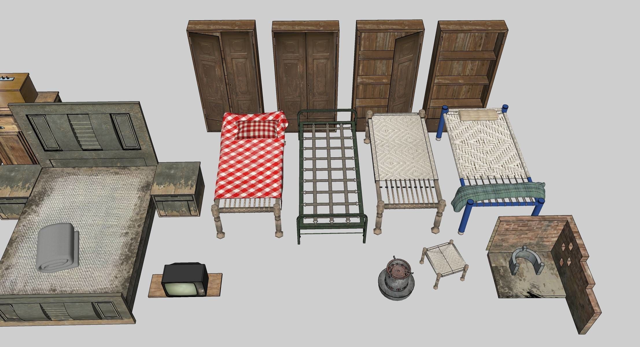 Village Furnitures Low-poly 3D model_11