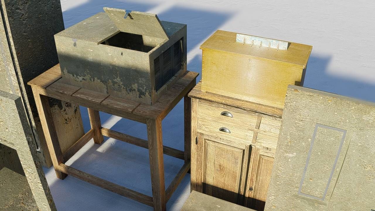 Village Furnitures Low-poly 3D model_6