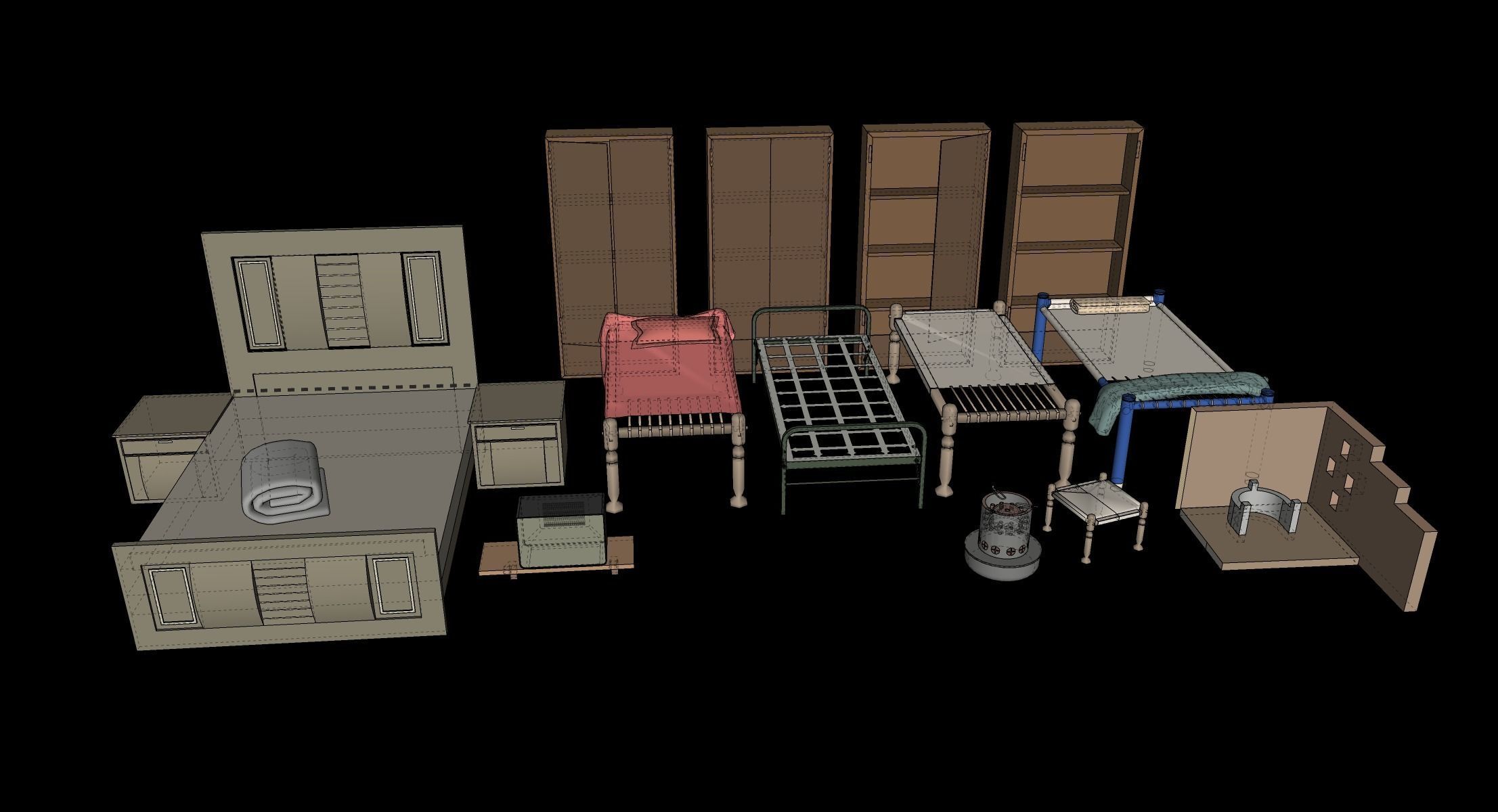 Village Furnitures Low-poly 3D model_18