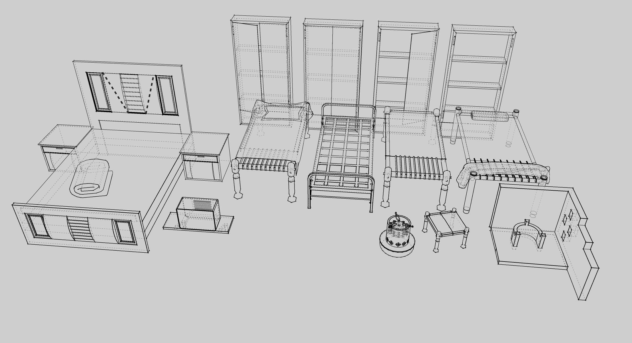 Village Furnitures Low-poly 3D model_20