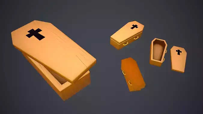 COFFIN PARTS CARTOON STYLIZED Low-poly 3D model
