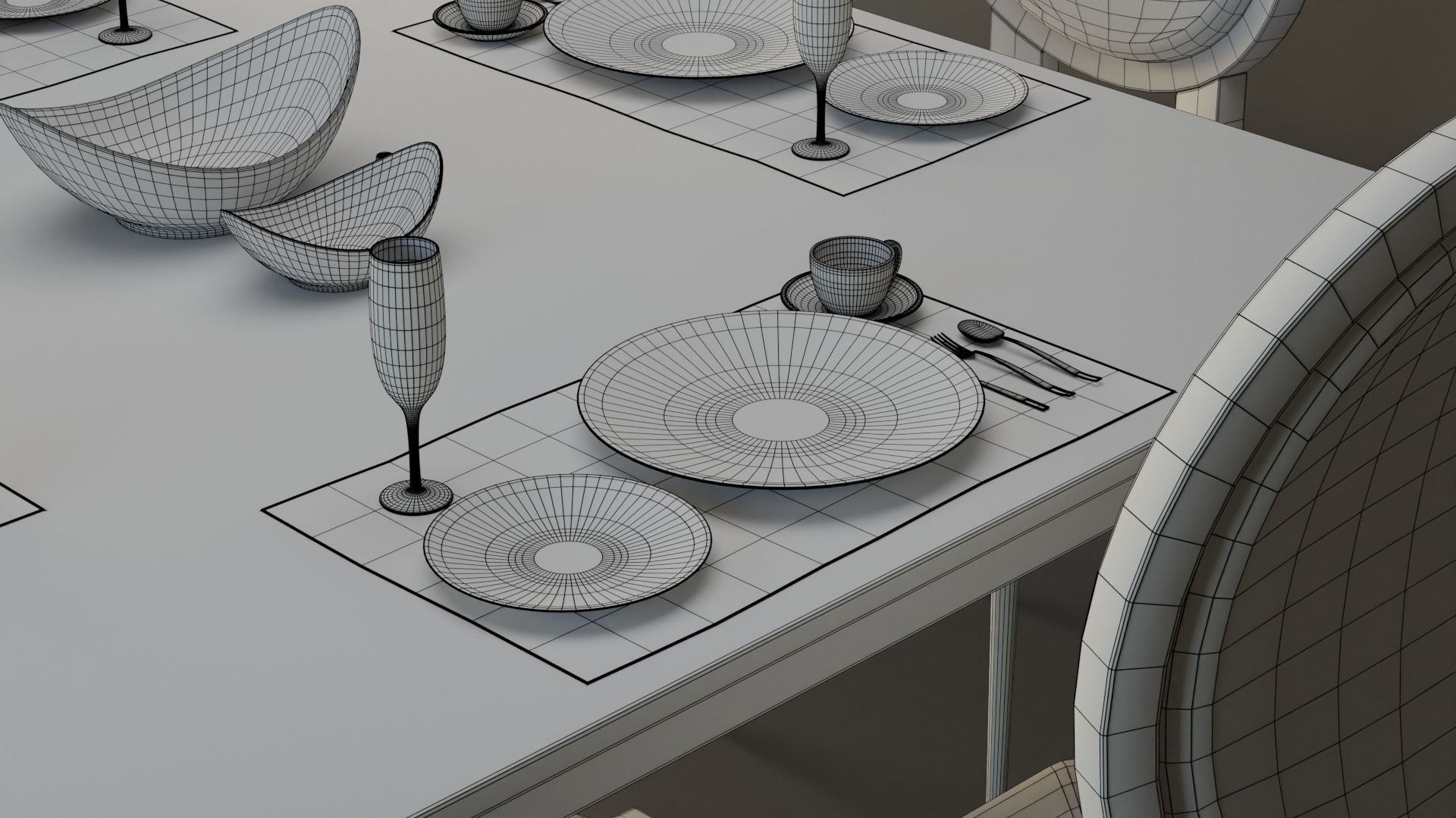 Dining Table 04 Low-poly 3D model_5