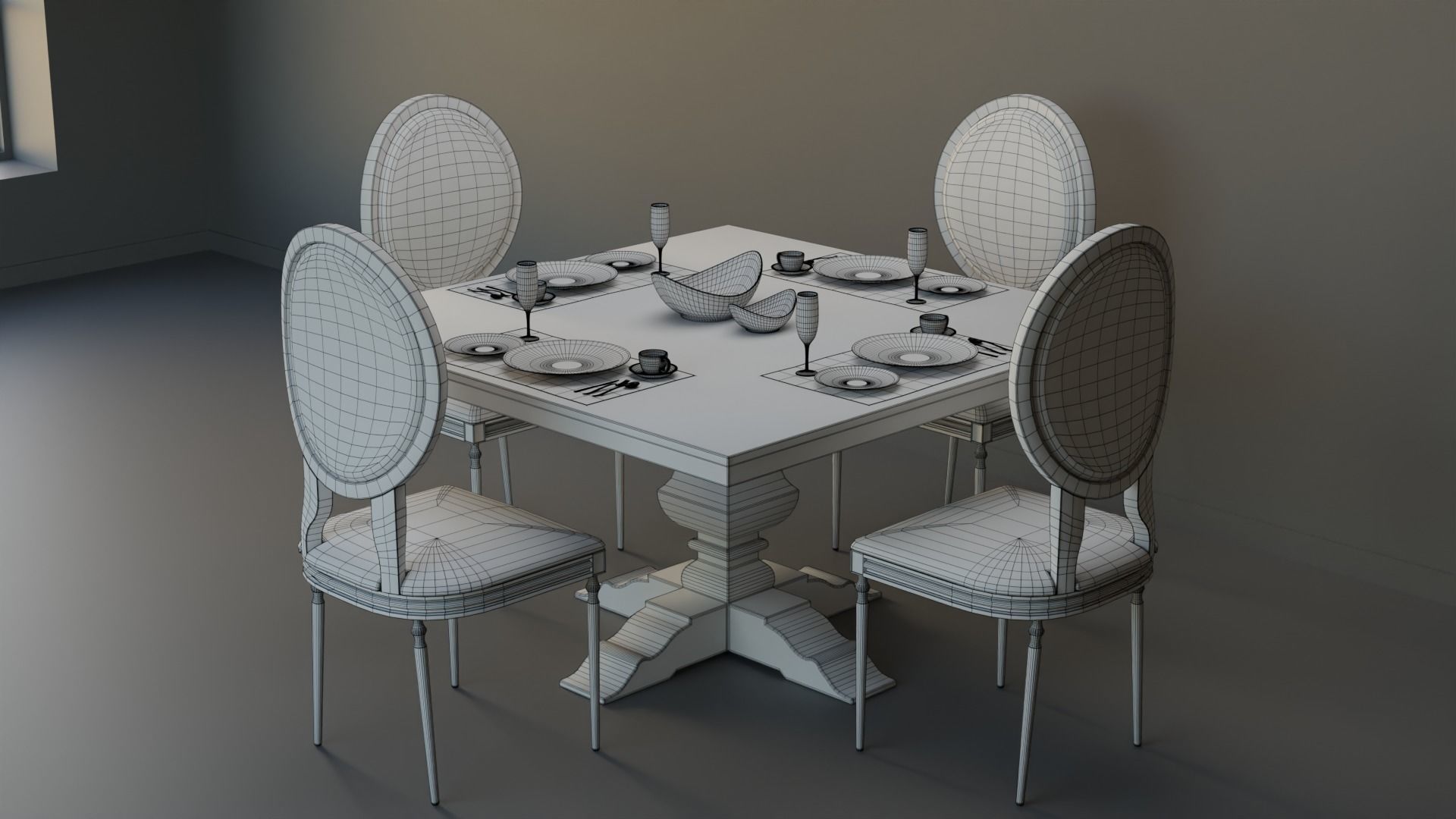 Dining Table 04 Low-poly 3D model_1