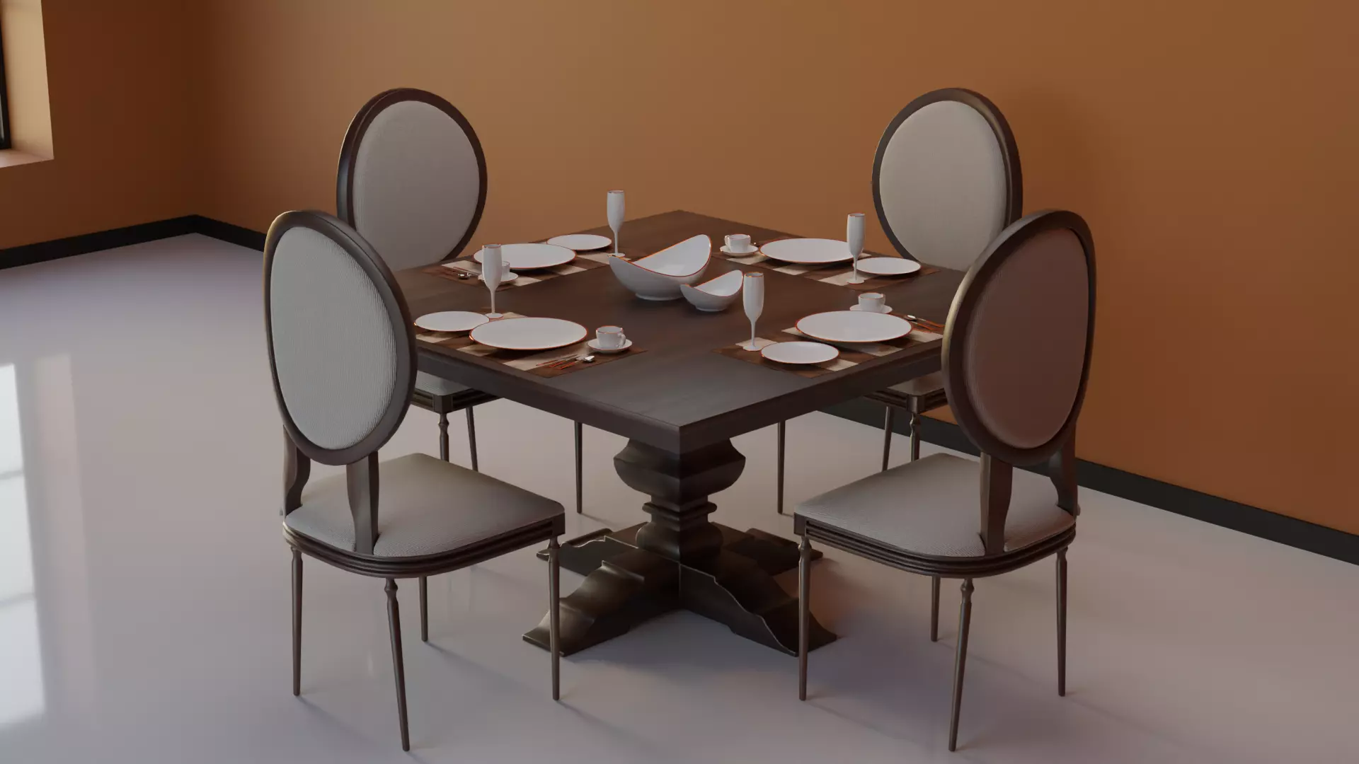 Dining Table 04 Low-poly 3D model_0