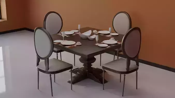 Dining Table 04 Low-poly 3D model