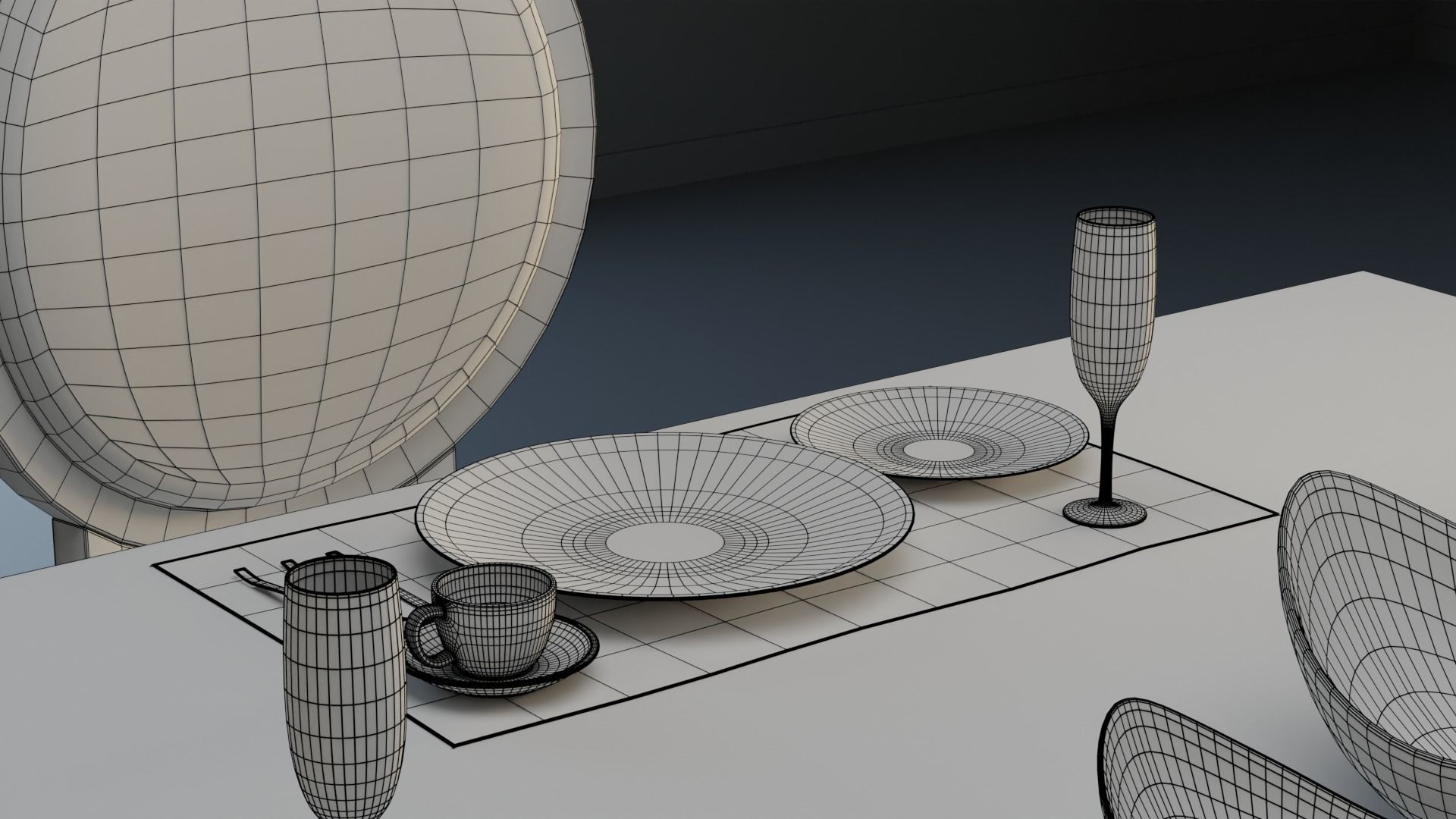 Dining Table 04 Low-poly 3D model_7