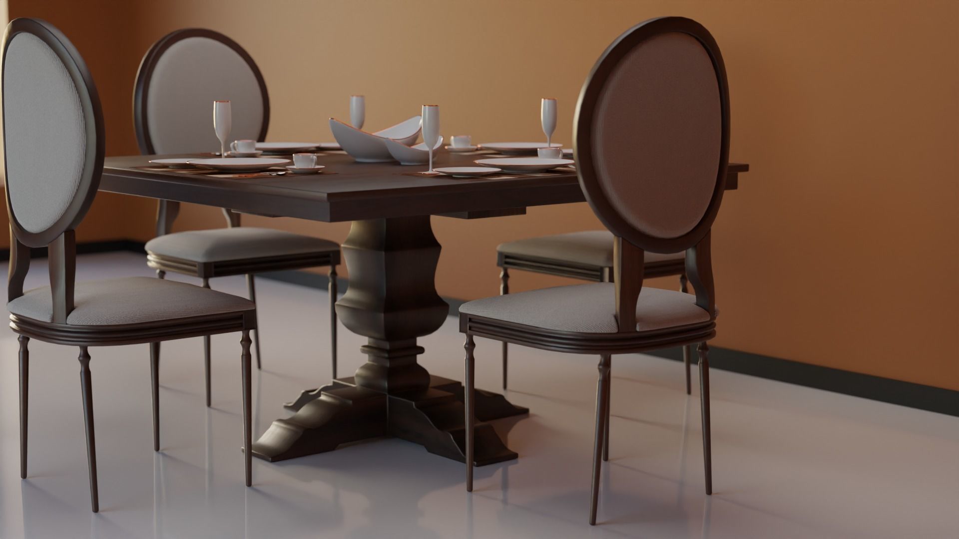 Dining Table 04 Low-poly 3D model_2