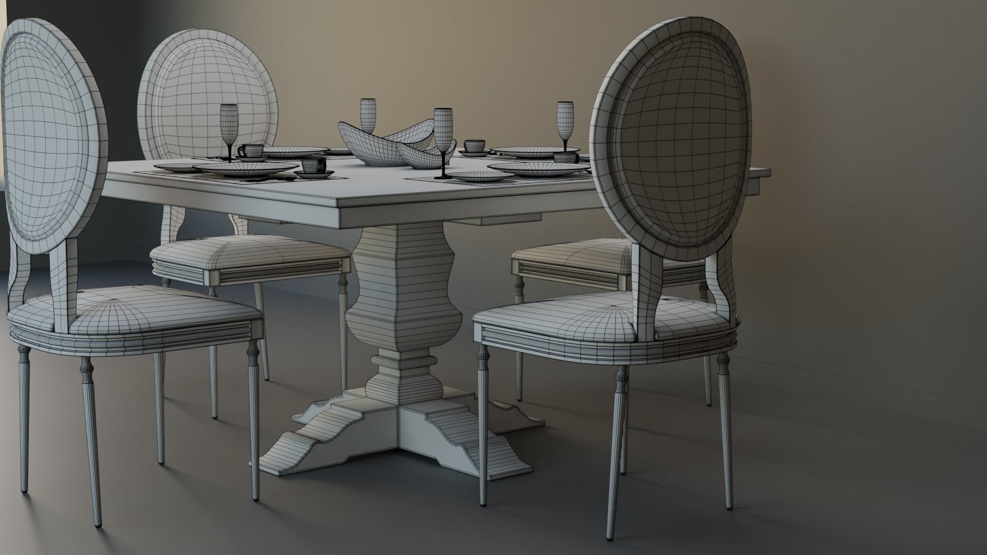 Dining Table 04 Low-poly 3D model_3