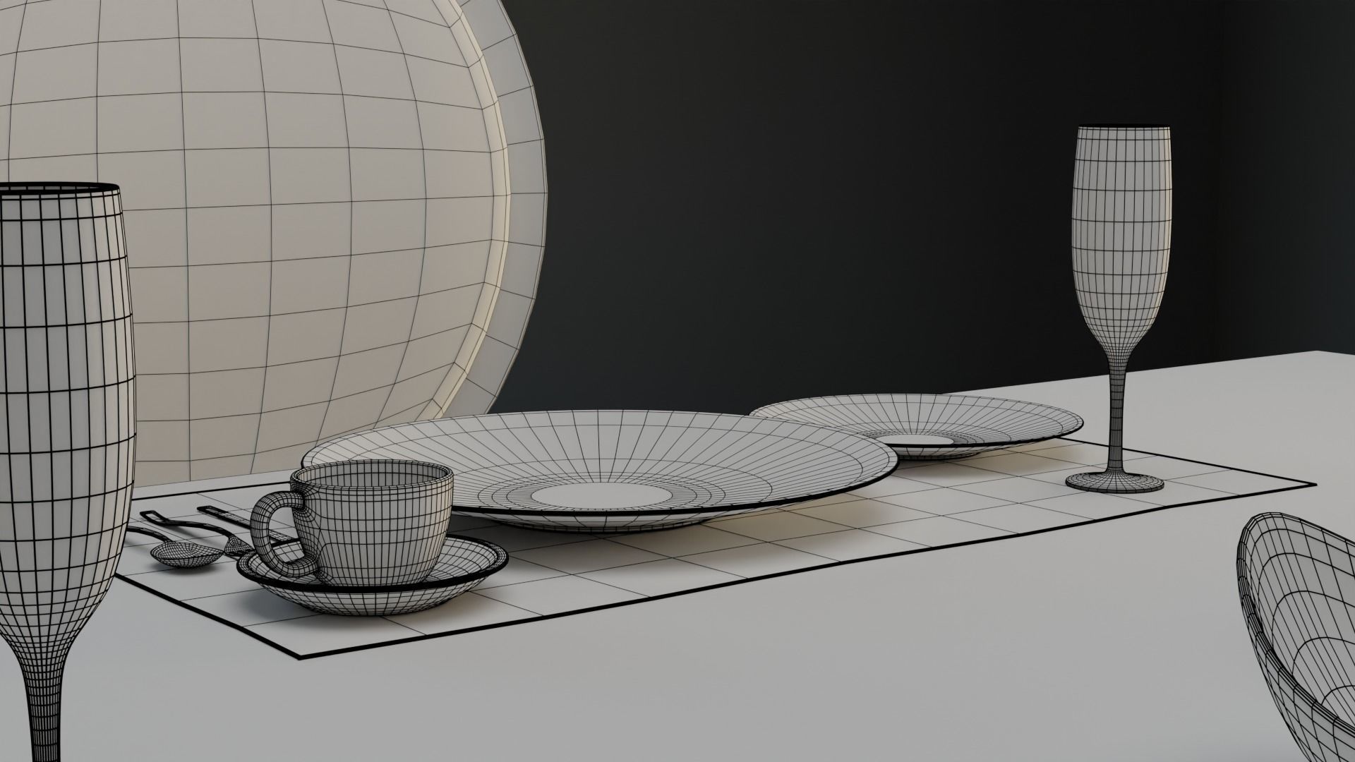 Dining Table 04 Low-poly 3D model_17