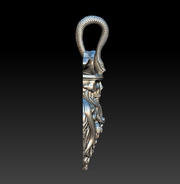 Pendant undead pirate skull snakes octopus tentacle 3D print model_8