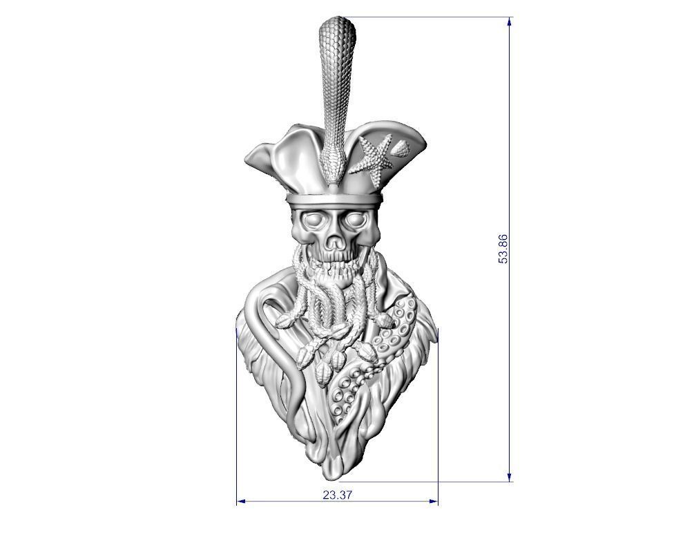 Pendant undead pirate skull snakes octopus tentacle 3D print model_11