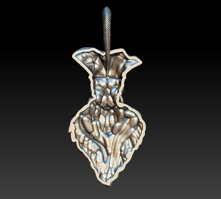 Pendant undead pirate skull snakes octopus tentacle 3D print model_9