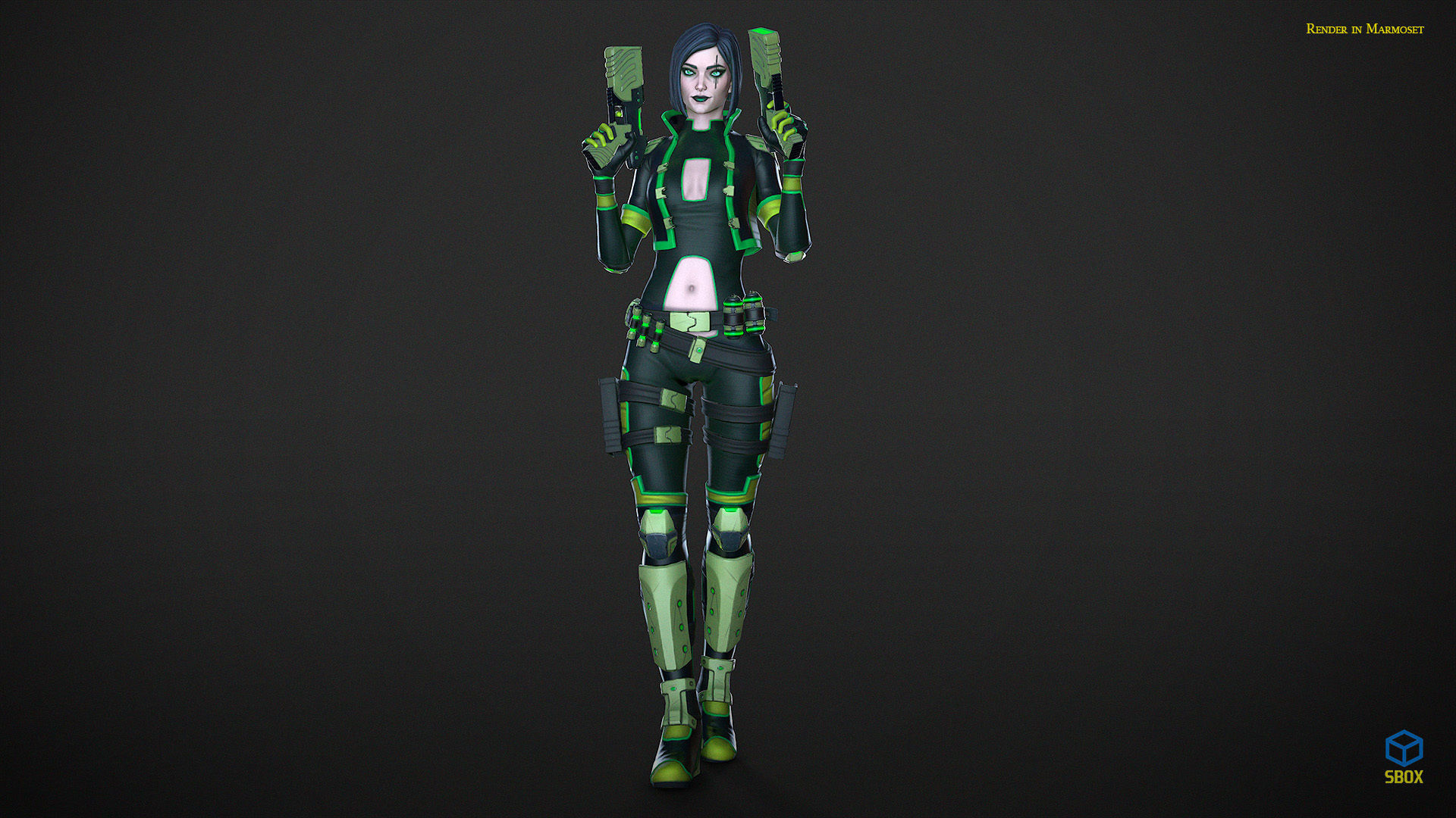 Sci-Fi Girl Mercenary 1 Game Ready 3D model Low-poly 3D model_8
