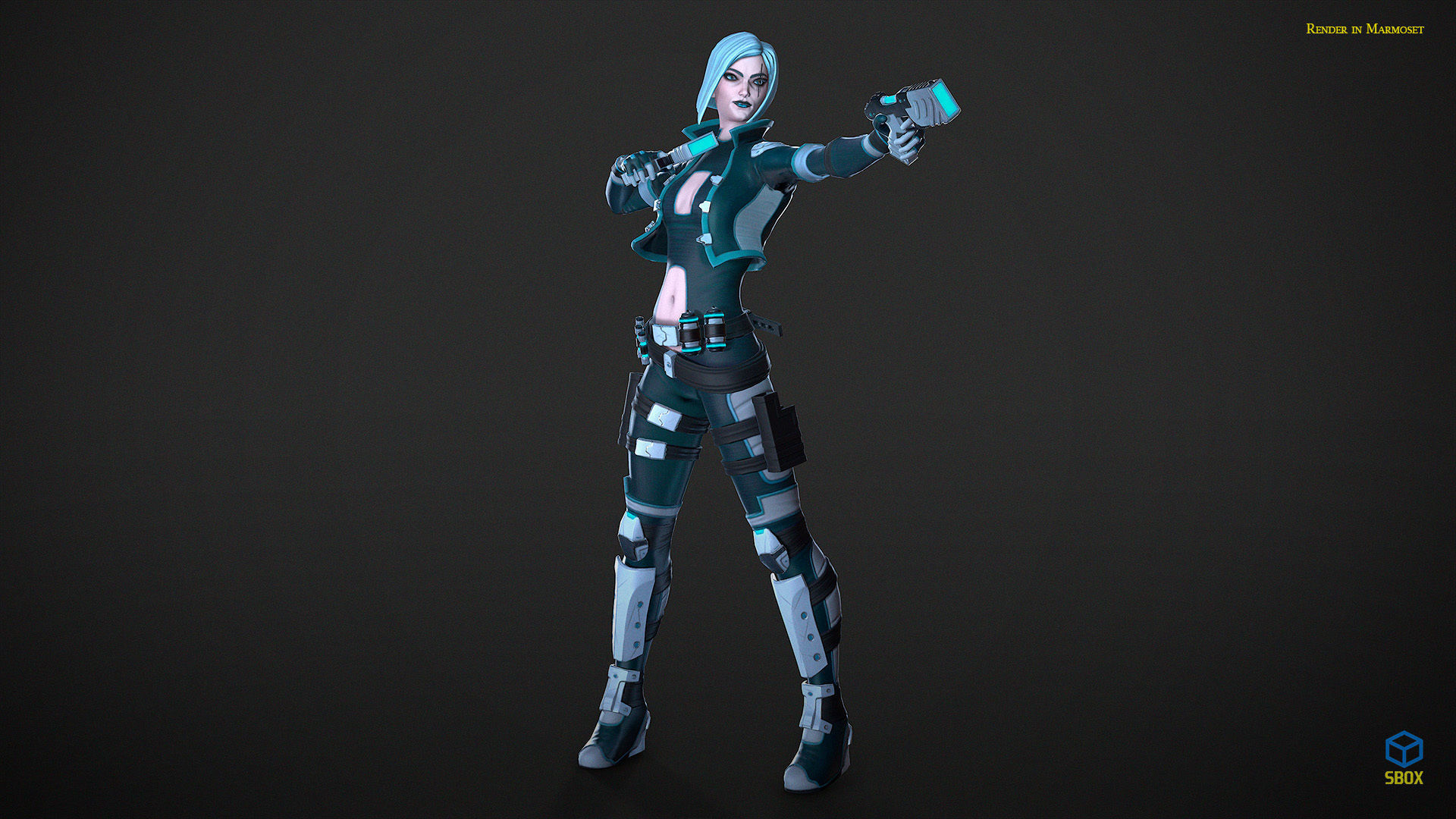 Sci-Fi Girl Mercenary 1 Game Ready 3D model Low-poly 3D model_10