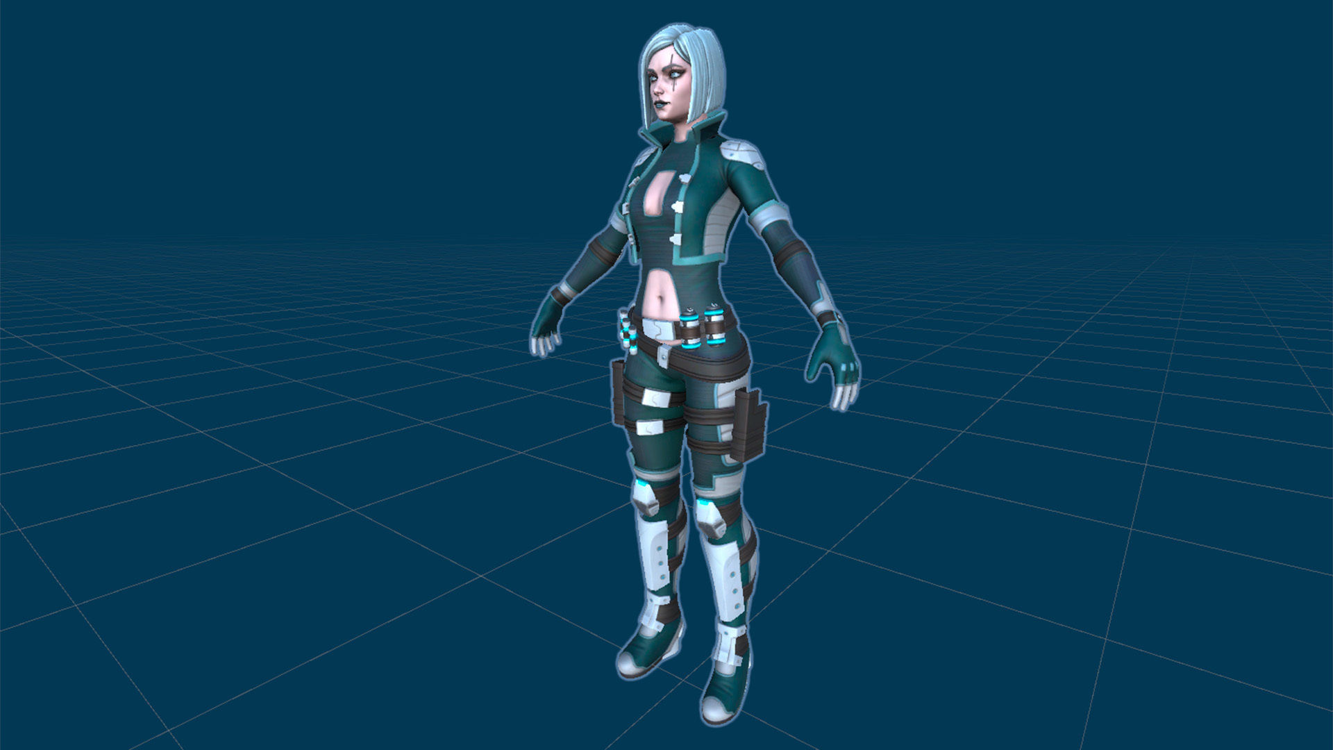 Sci-Fi Girl Mercenary 1 Game Ready 3D model Low-poly 3D model_14