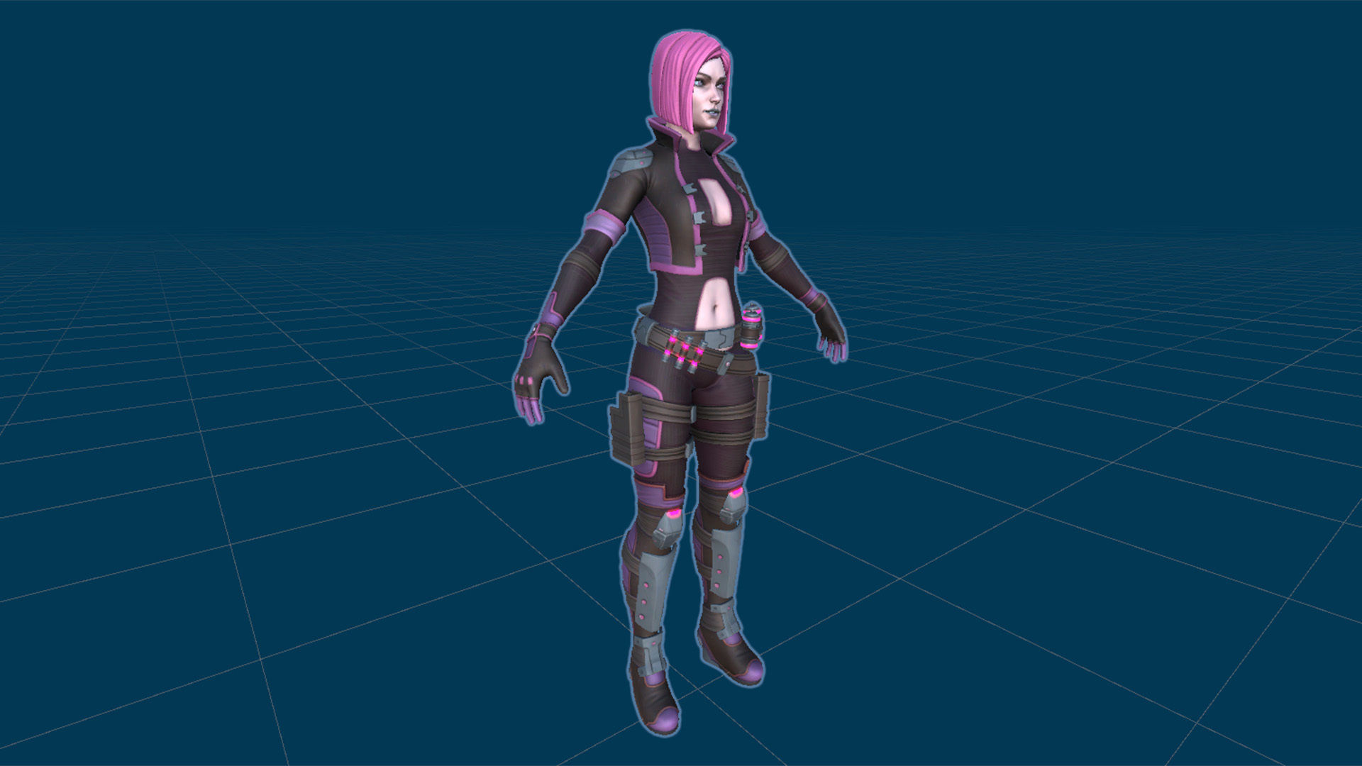 Sci-Fi Girl Mercenary 1 Game Ready 3D model Low-poly 3D model_13
