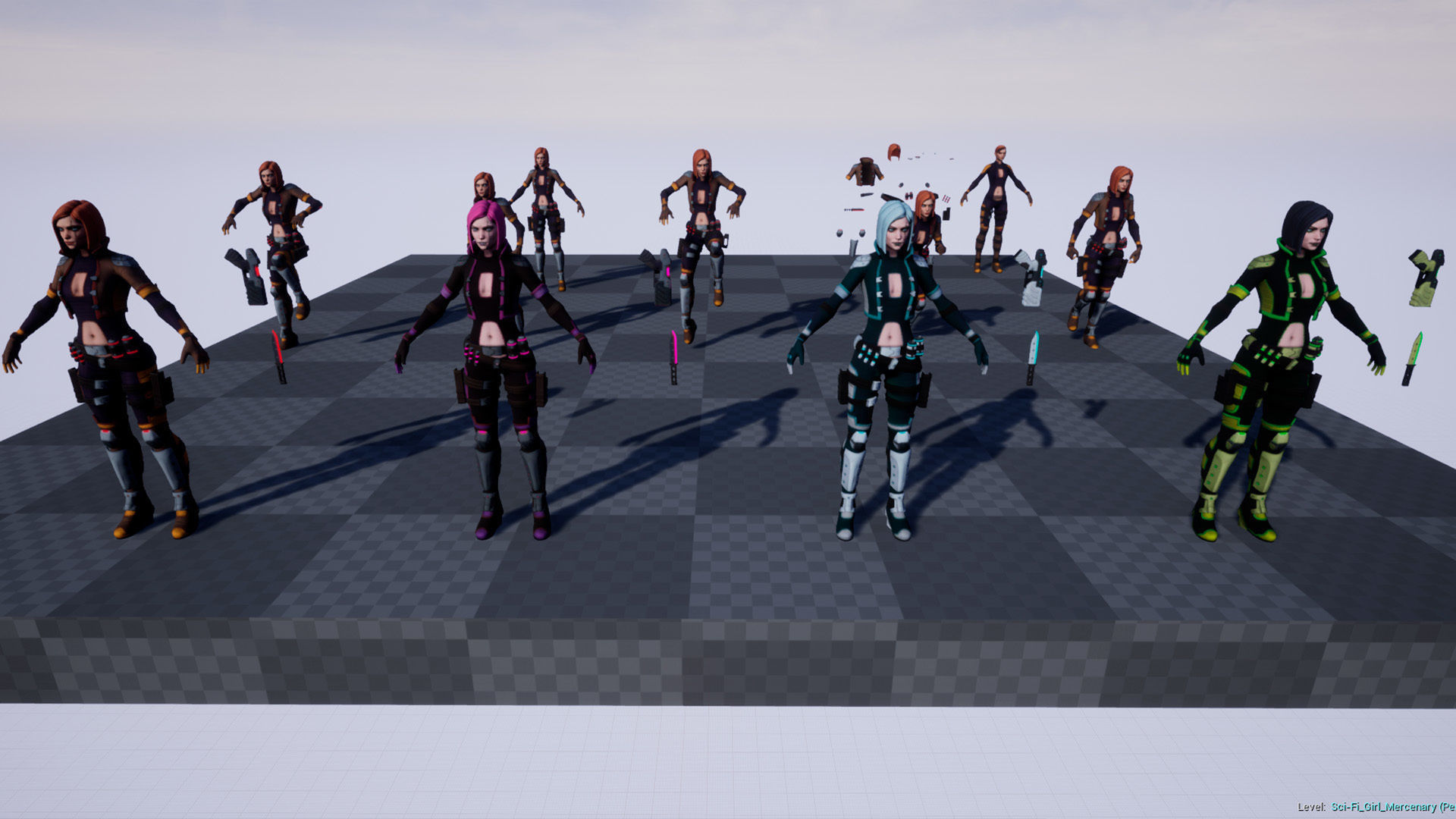 Sci-Fi Girl Mercenary 1 Game Ready 3D model Low-poly 3D model_19