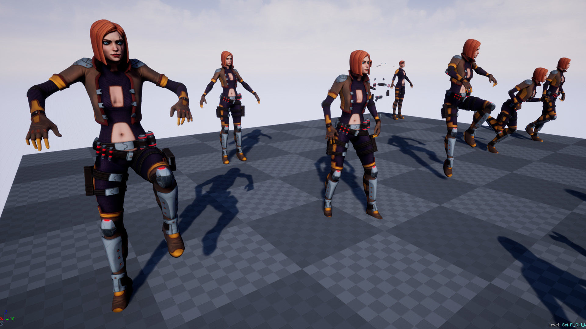 Sci-Fi Girl Mercenary 1 Game Ready 3D model Low-poly 3D model_22