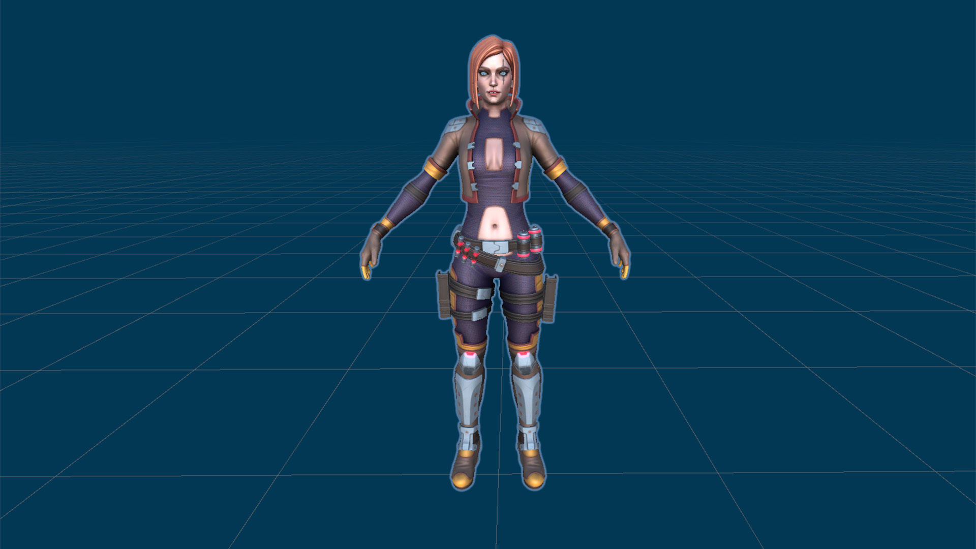 Sci-Fi Girl Mercenary 1 Game Ready 3D model Low-poly 3D model_12