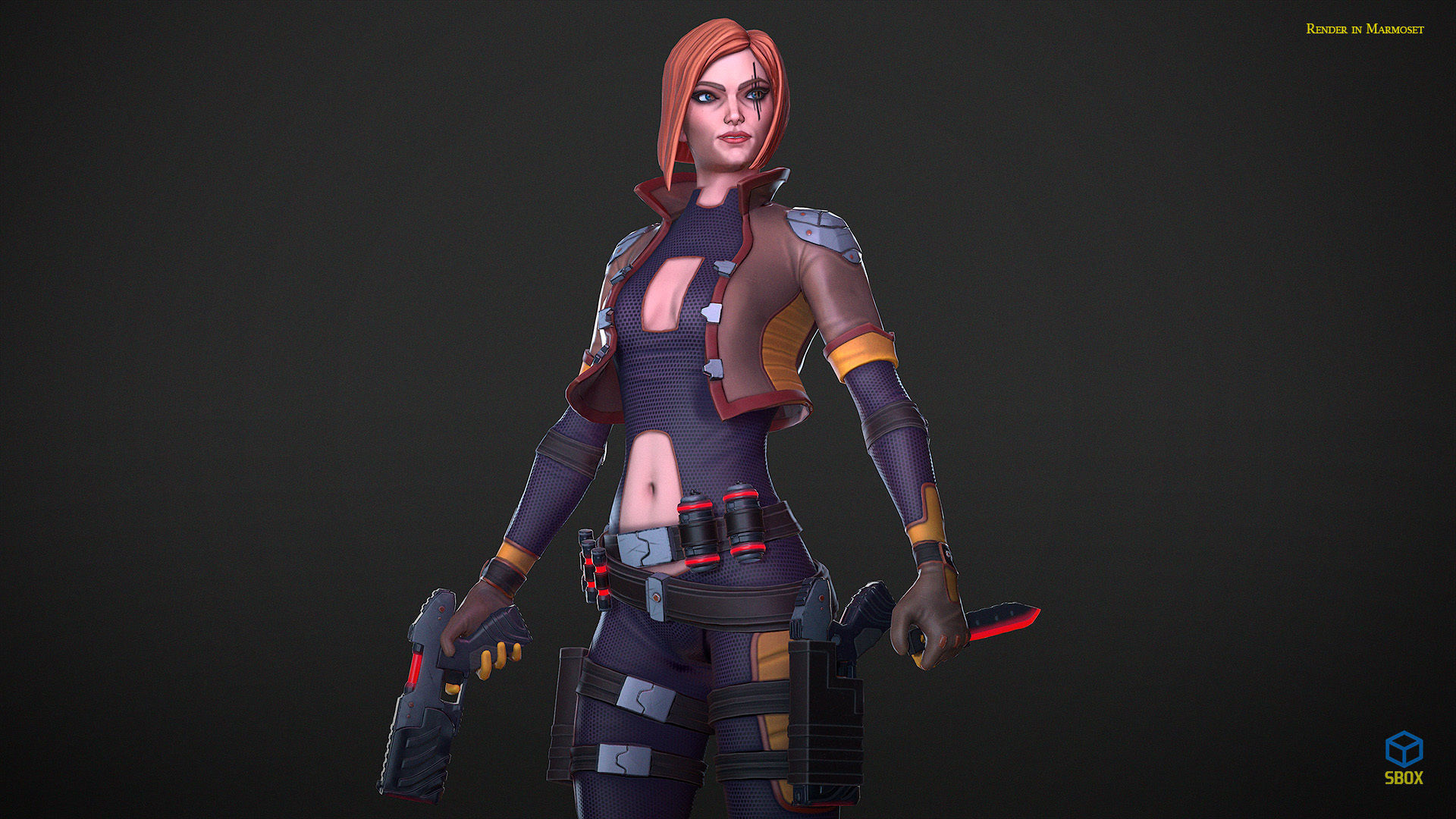 Sci-Fi Girl Mercenary 1 Game Ready 3D model Low-poly 3D model_3