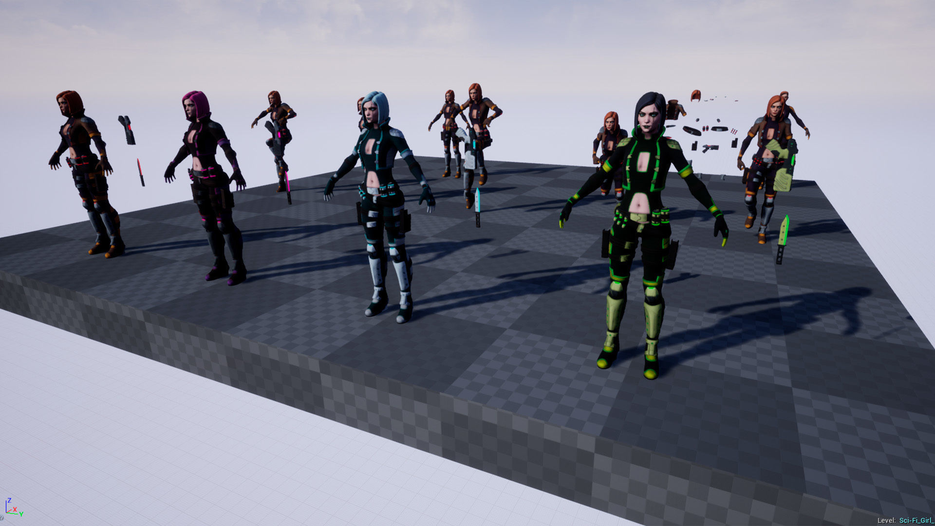 Sci-Fi Girl Mercenary 1 Game Ready 3D model Low-poly 3D model_20