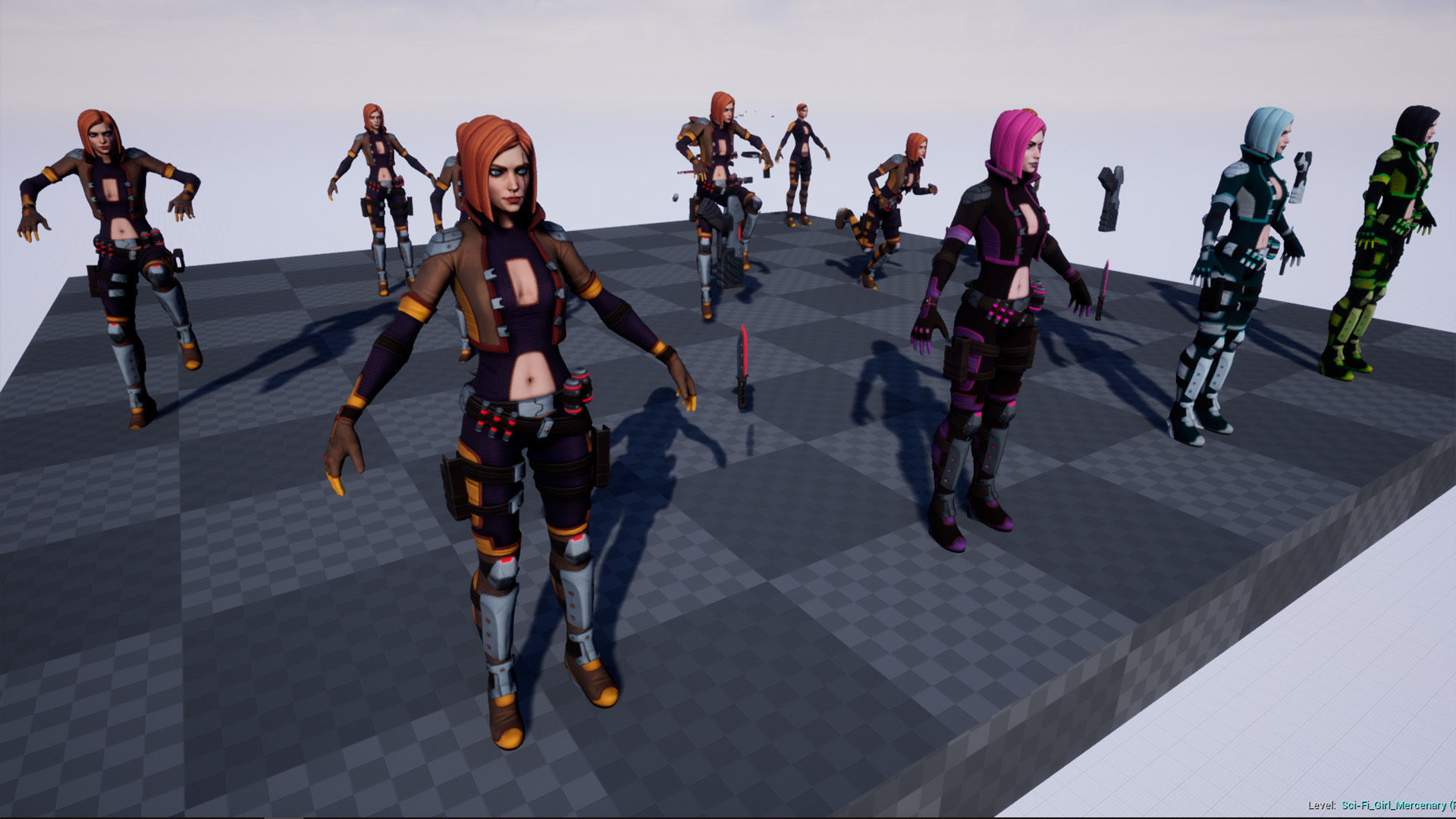 Sci-Fi Girl Mercenary 1 Game Ready 3D model Low-poly 3D model_18