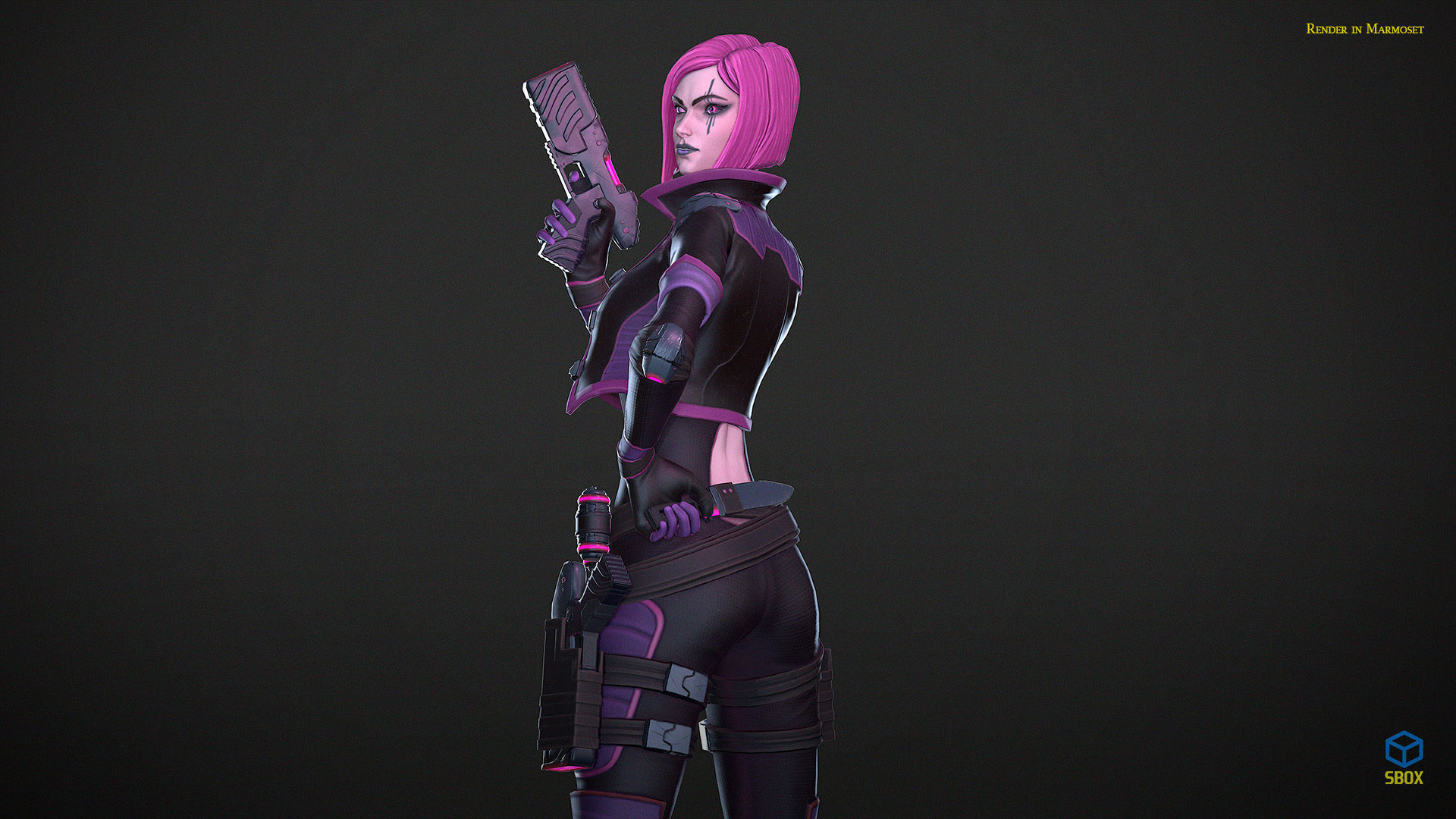 Sci-Fi Girl Mercenary 1 Game Ready 3D model Low-poly 3D model_7