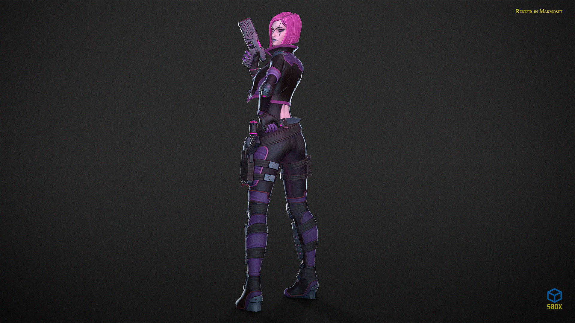 Sci-Fi Girl Mercenary 1 Game Ready 3D model Low-poly 3D model_6
