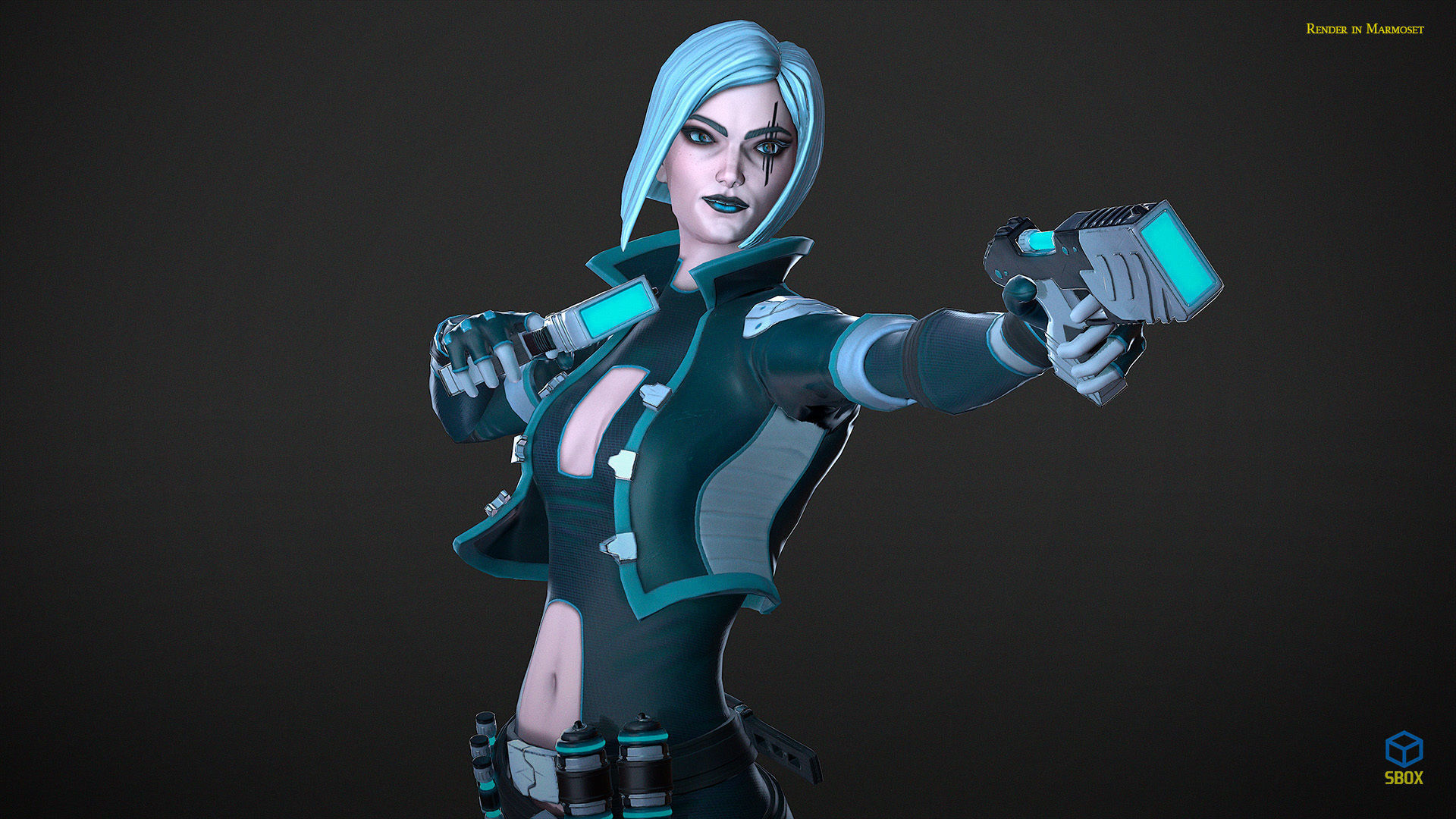 Sci-Fi Girl Mercenary 1 Game Ready 3D model Low-poly 3D model_11