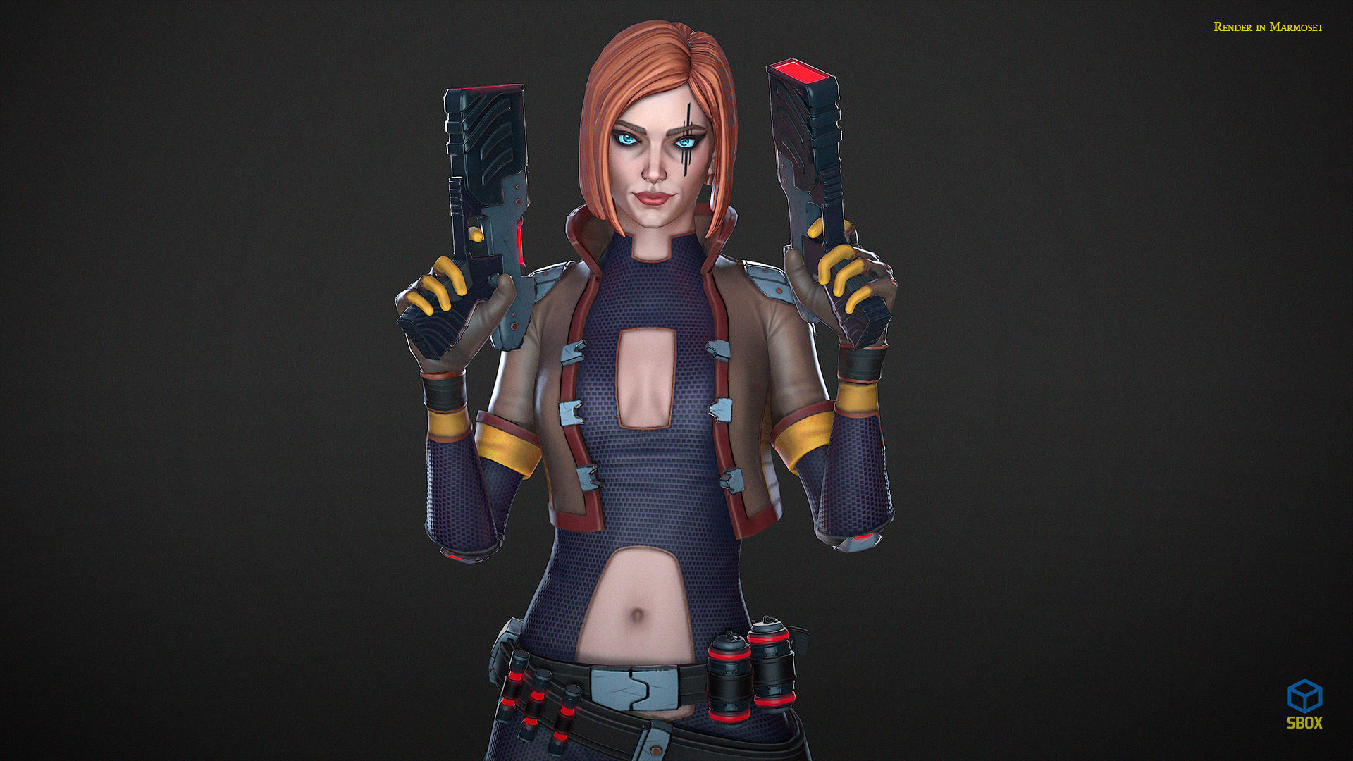Sci-Fi Girl Mercenary 1 Game Ready 3D model Low-poly 3D model_5