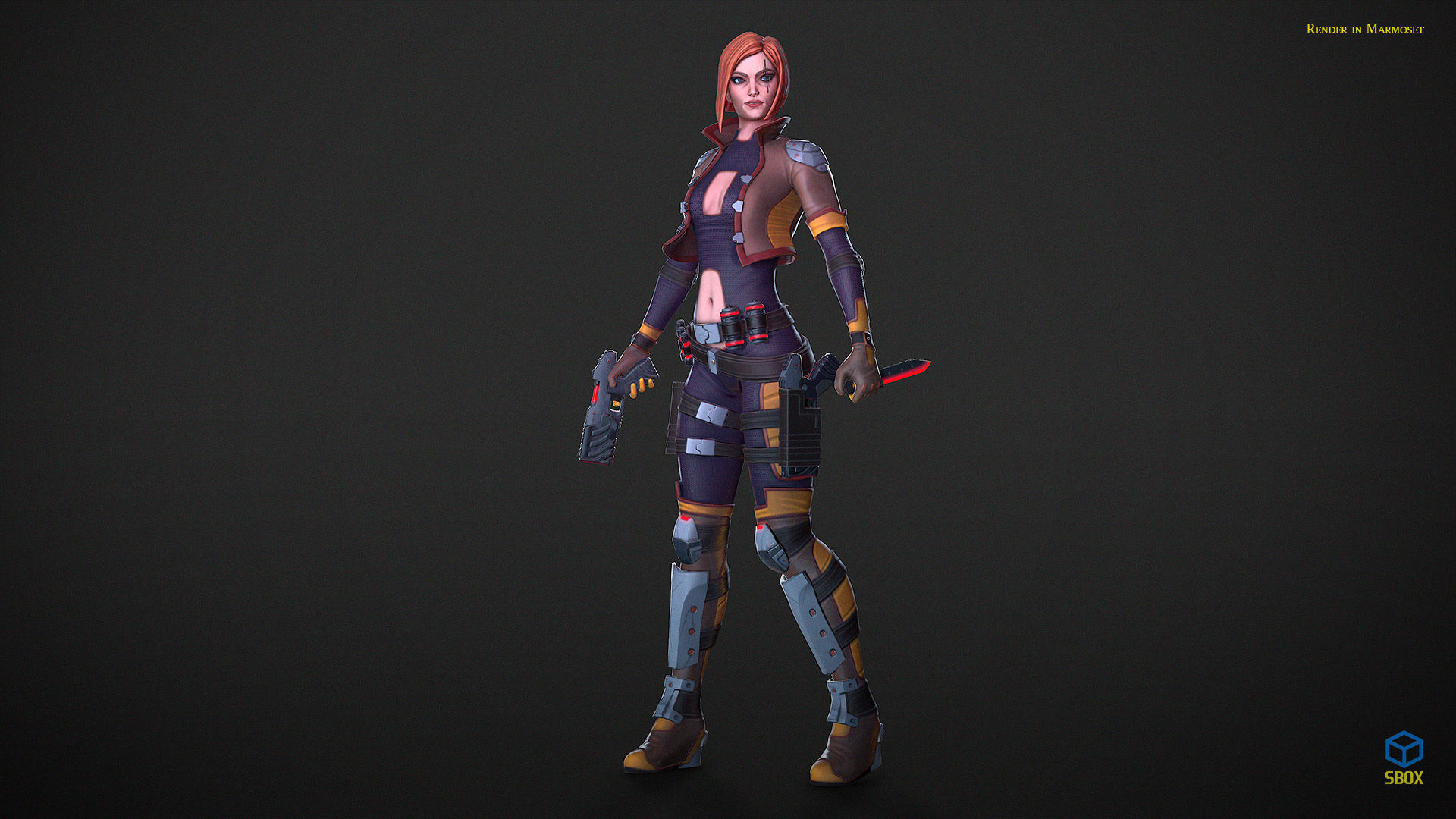 Sci-Fi Girl Mercenary 1 Game Ready 3D model Low-poly 3D model_2