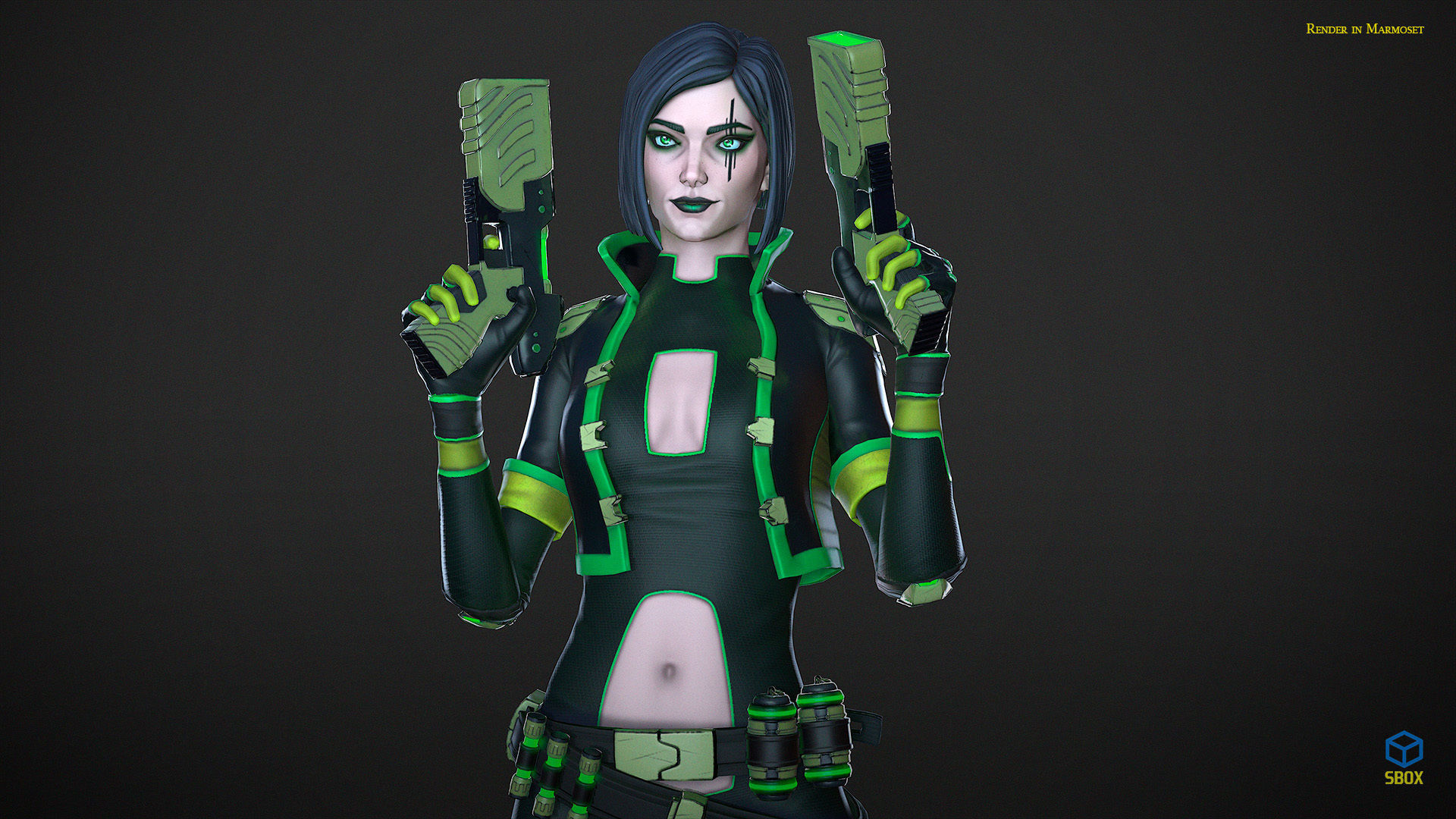 Sci-Fi Girl Mercenary 1 Game Ready 3D model Low-poly 3D model_9