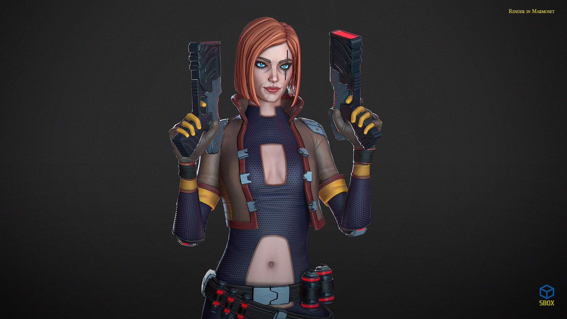 Sci-Fi Girl Mercenary 1 Game Ready 3D model Low-poly 3D model_4