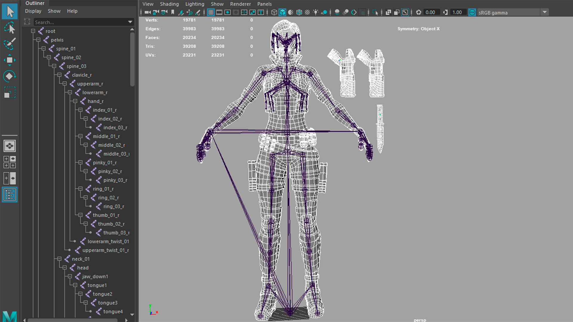 Sci-Fi Girl Mercenary 1 Game Ready 3D model Low-poly 3D model_23